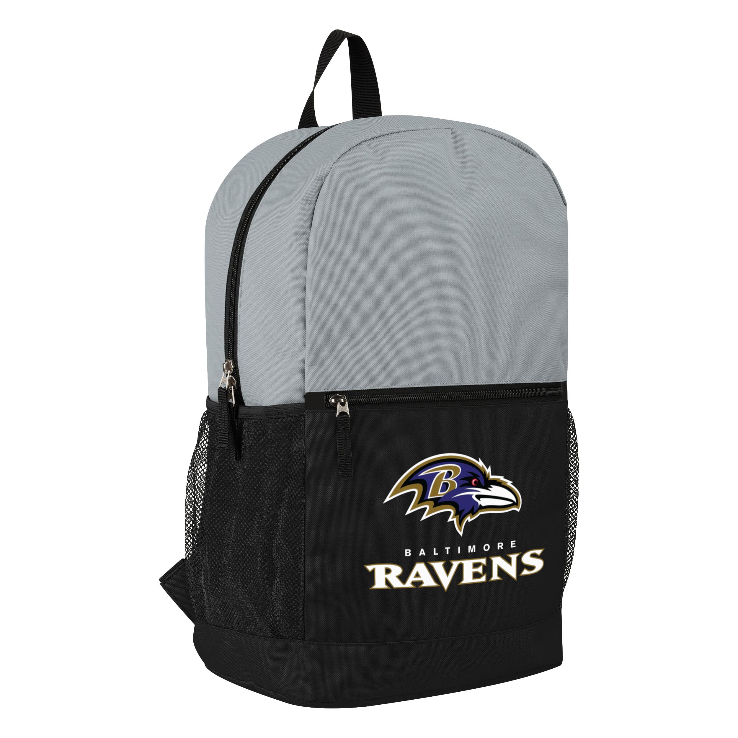 FOCO NFL Officially Licensed Football Team Color Primary Logo 2 Tone Big Logo Color Block School Bag Travel Backpack, Baltimore Ravens, One Size, Daypack Backpacks