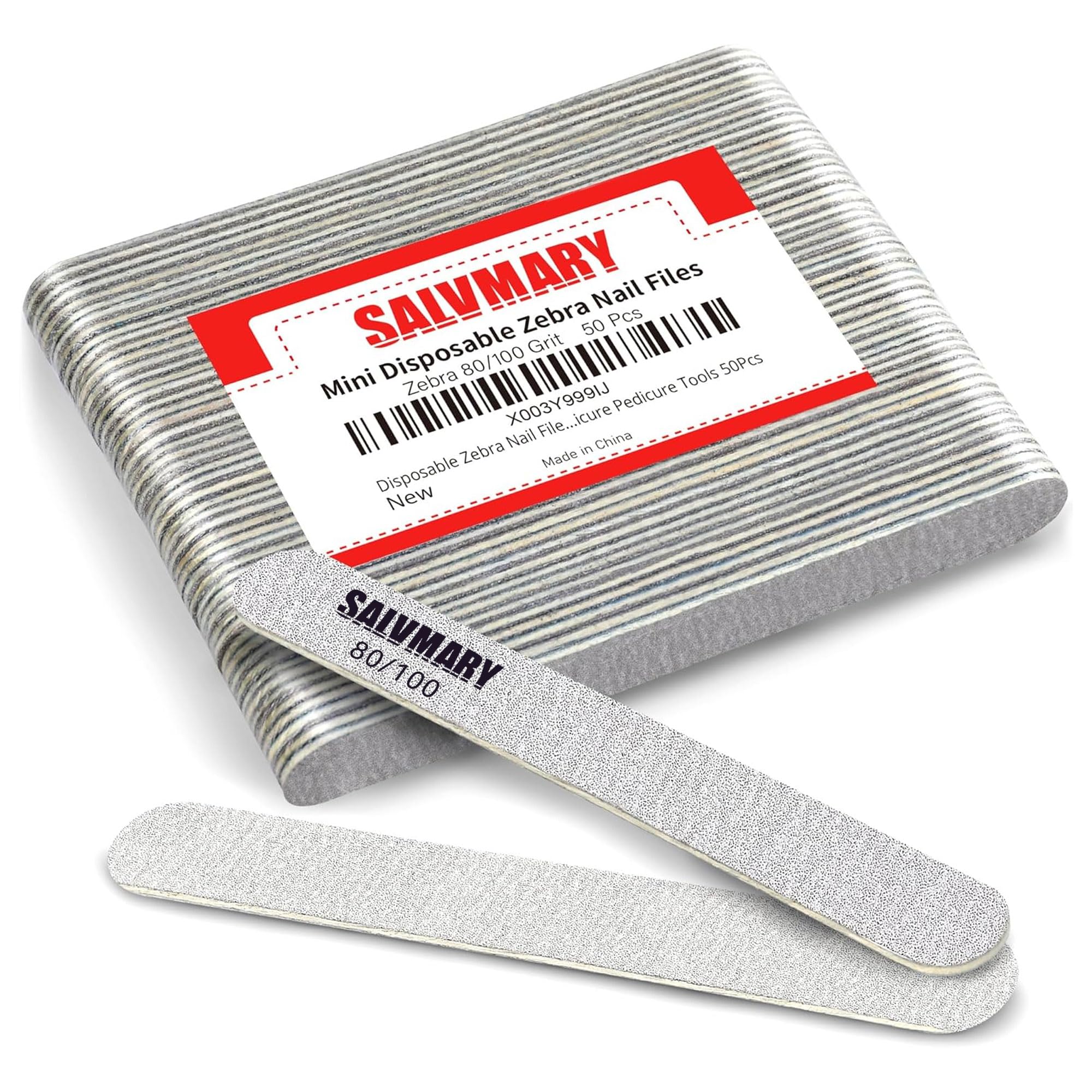 Photo 1 of SALVMARY Professional Disposable Small Zebra Nail Files 80/100 Grit, 50Pcs