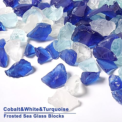 Miniatura 9 de Versátil bloque de vidrio marino esmerilado, rellenos de jarrón verde de 1 libra, gravas de acuario, decoración de cristal de mar, ideal para