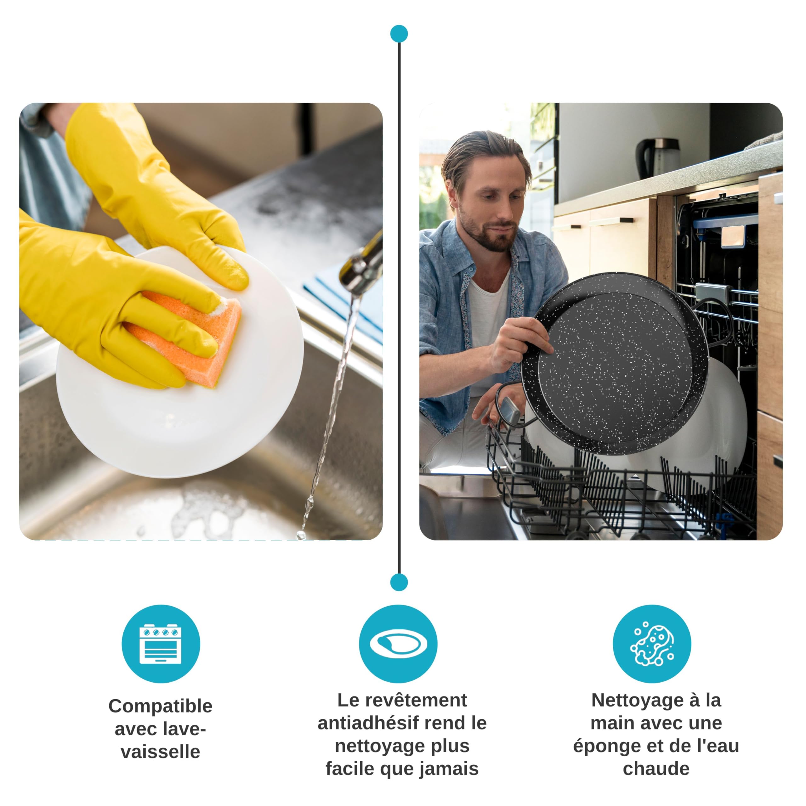 Poêle à Paella TEHORNEO 32 Cm Acier Émaillé - Plat Paella Induction 4-5 Personnes Fabriqué En Espagne