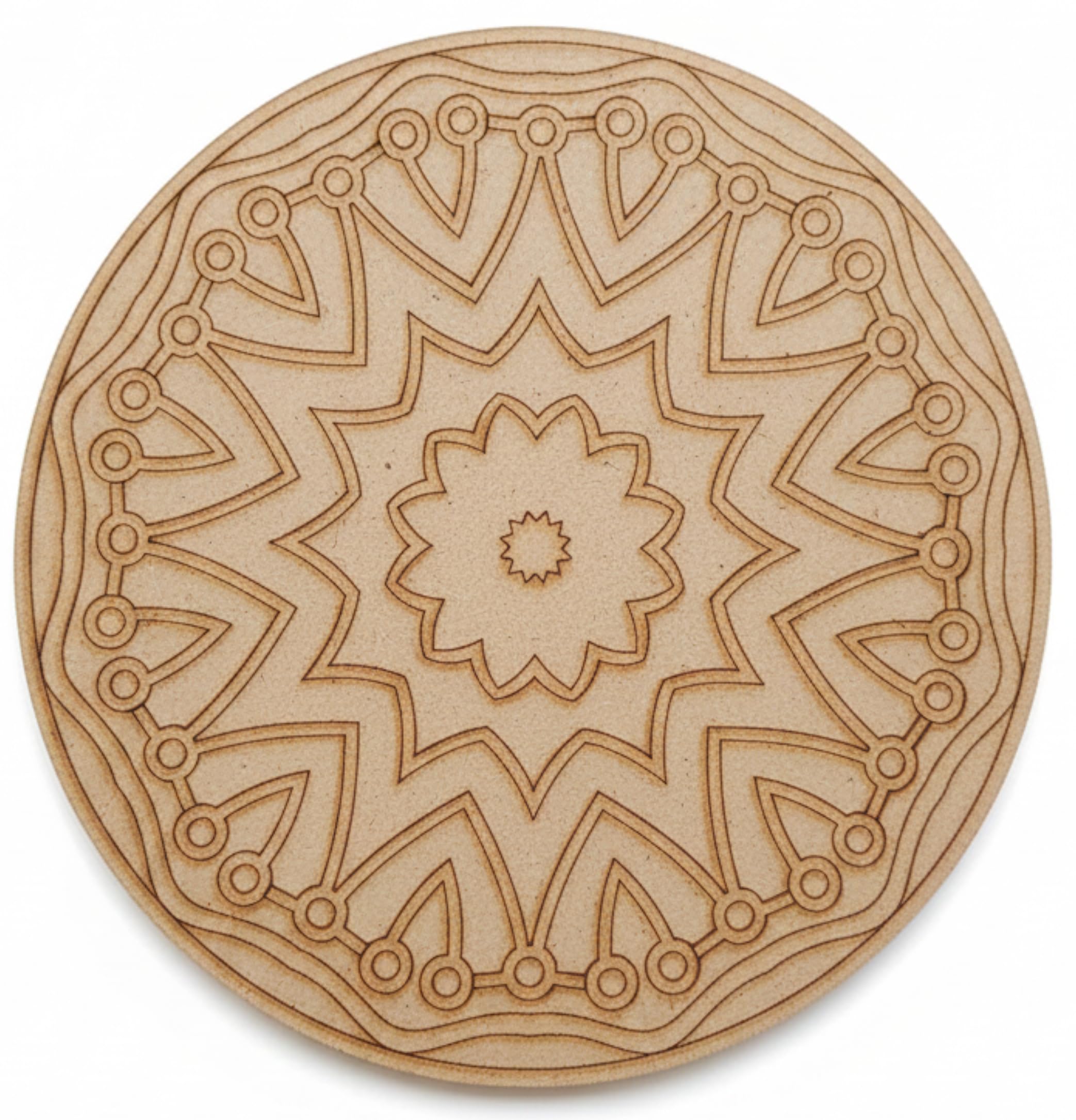 Pre-Marked MDF Cutouts for DIY Art & Craft - 6 Inch Round Laser Engraved Kaleidoscope Mandala Boards for Lippan Art & Resin Projects - Set of 6 Pieces (15cm) (S1P5-III)-image-36