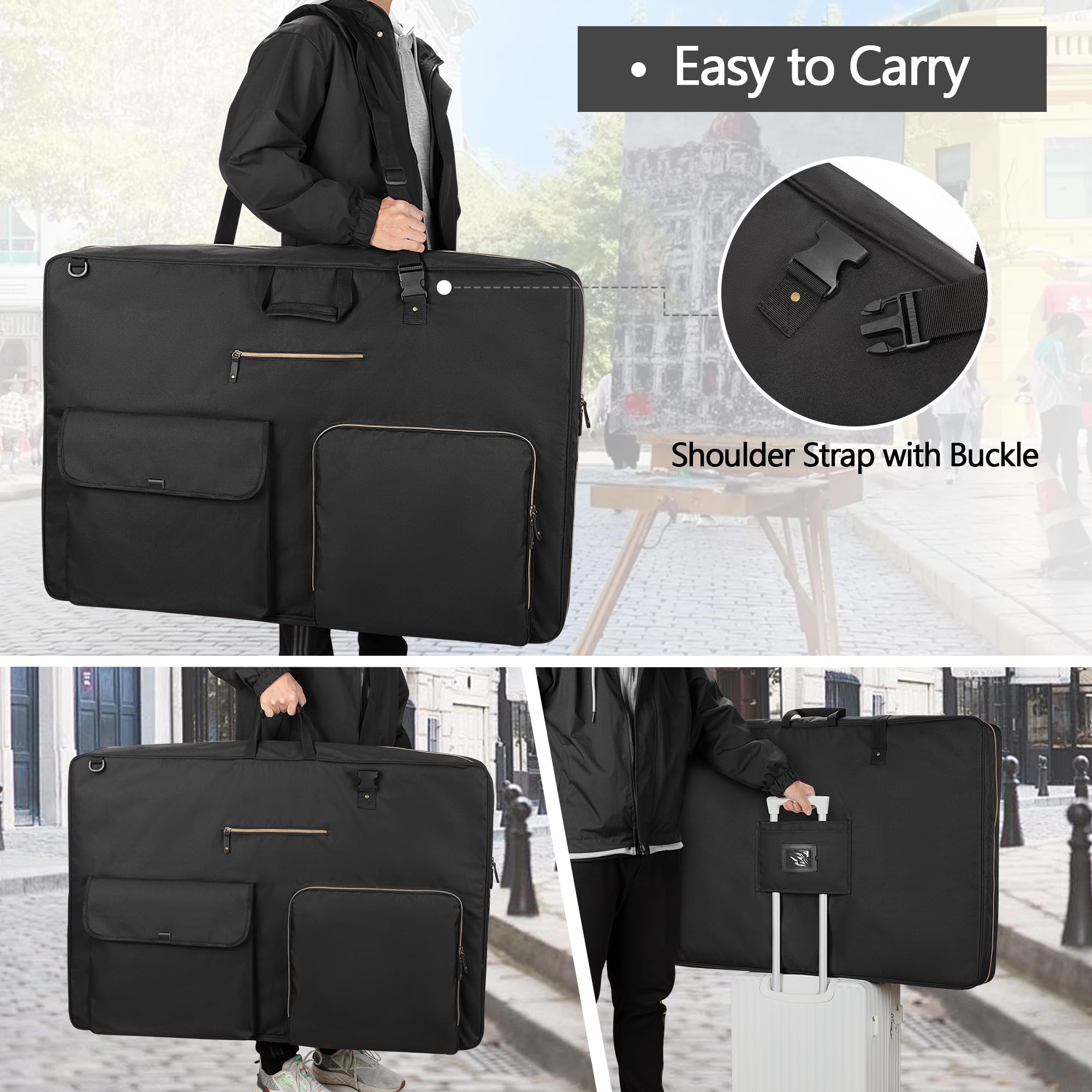 Damero A1 Sacs de Transport pour Fournitures d'art, Portefeuille d'artiste, étui pour Fournitures de Croquis, Grand étui pour tampons de Peinture, Organisateur d'artiste, Noir