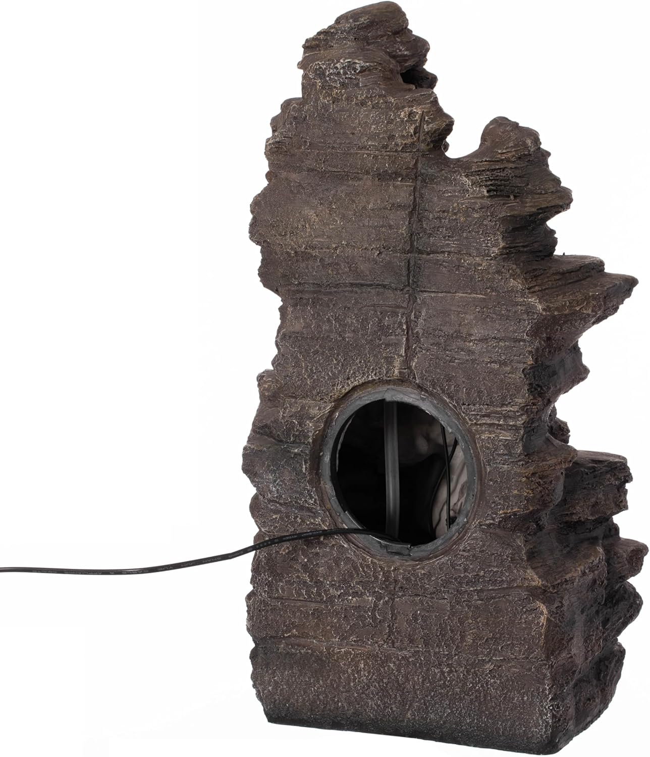 Cascading Electric Powered 4-Tier Rock Water Fountain with LED Lights 24" for Indoor and Outdoor Use