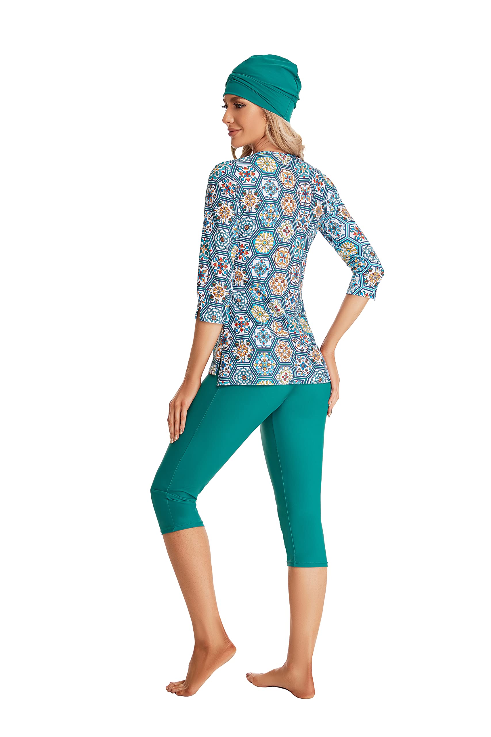 Modest Swimwear Bademode Surfwear 3/4 Short Sleeve Bademode Frauen Mädchen Plus Size Bademode Beachwear