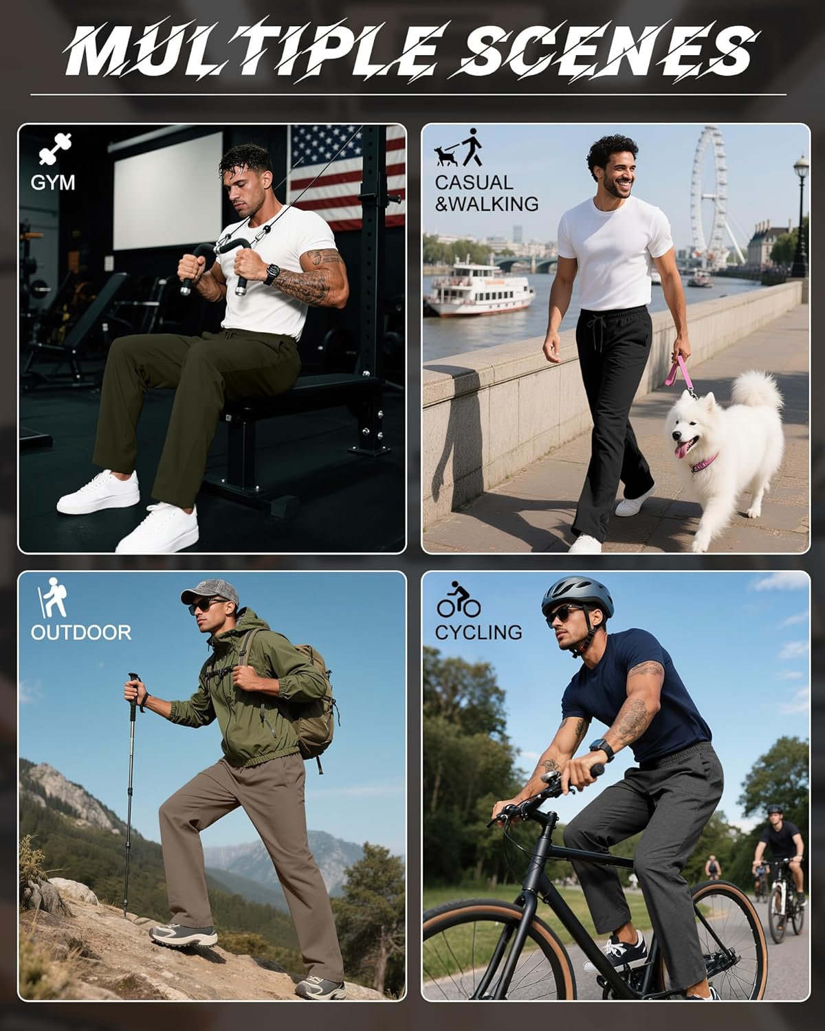 Neer 4 Pack Men's Sweatpants Joggers with Pockets Open Bottom Gym Athletic Pants Baggy Workout Casual Running Clothing - Image 5