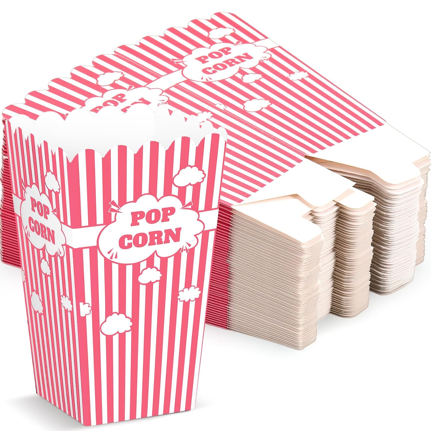 Feifeiya 50 Pcs Mini Stripe Popcorn Disposable Paper Popcorn Boxes Buckets for Movie Night Graduation Carnival Birthday Bridal Baby Shower Party Supplies(Black)