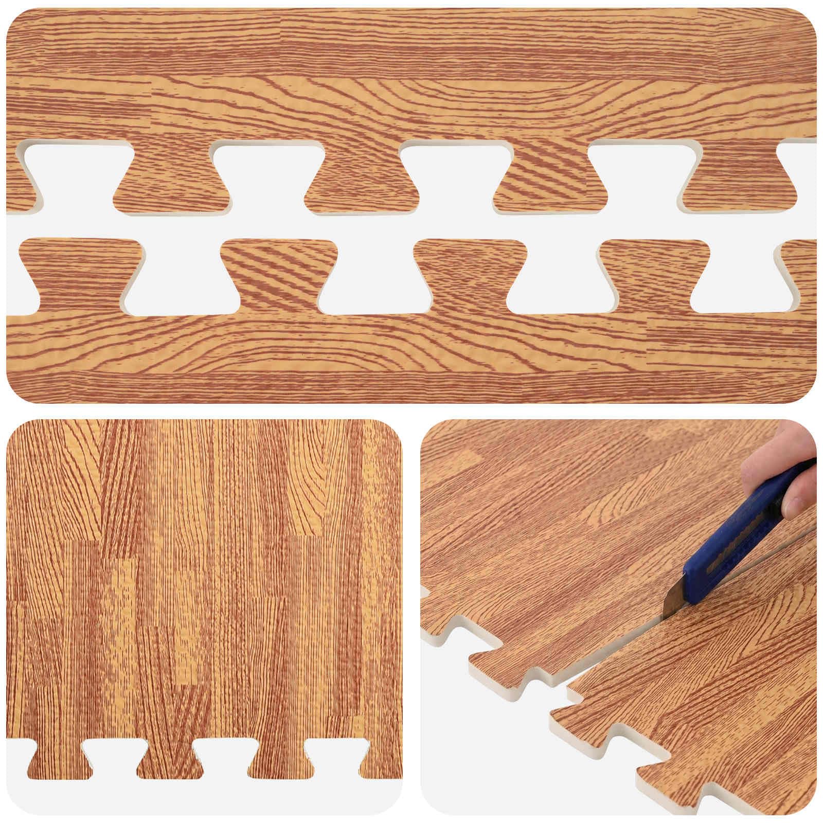 Fußmatten 40 Stück Puzzlematten Bodenmatten Holz-Optik EVA-Schaum 14,4 m² für Home Gym Fitnessraum Sport