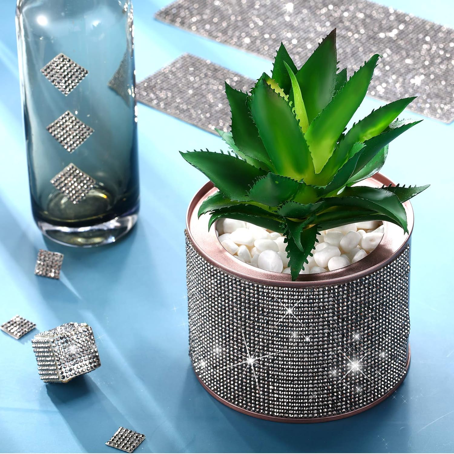 12000 Pieces Bling Bling Rhinestone Sheet Rhinestones Sticker DIY Car Decoration Sticker Self Adhesive Glitter Rhinestones Crystal Gem Stickers for Car Decoration, 9.4 x 7.9 Inch (Pink)