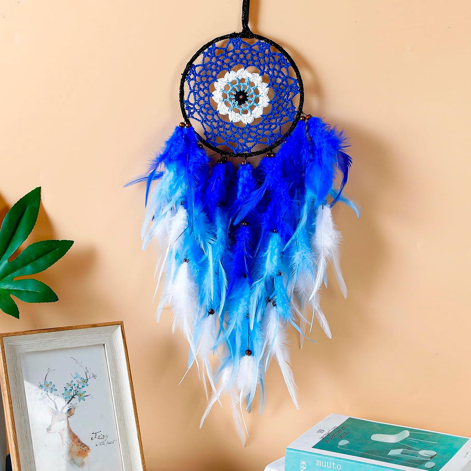 Holmgren Evil Eye Dream Catcher, Blue Wall Art Hanging | Protective dreamcatcher for bedroom decor, good luck gift, evil eye wall art hanging ornament, home decoration