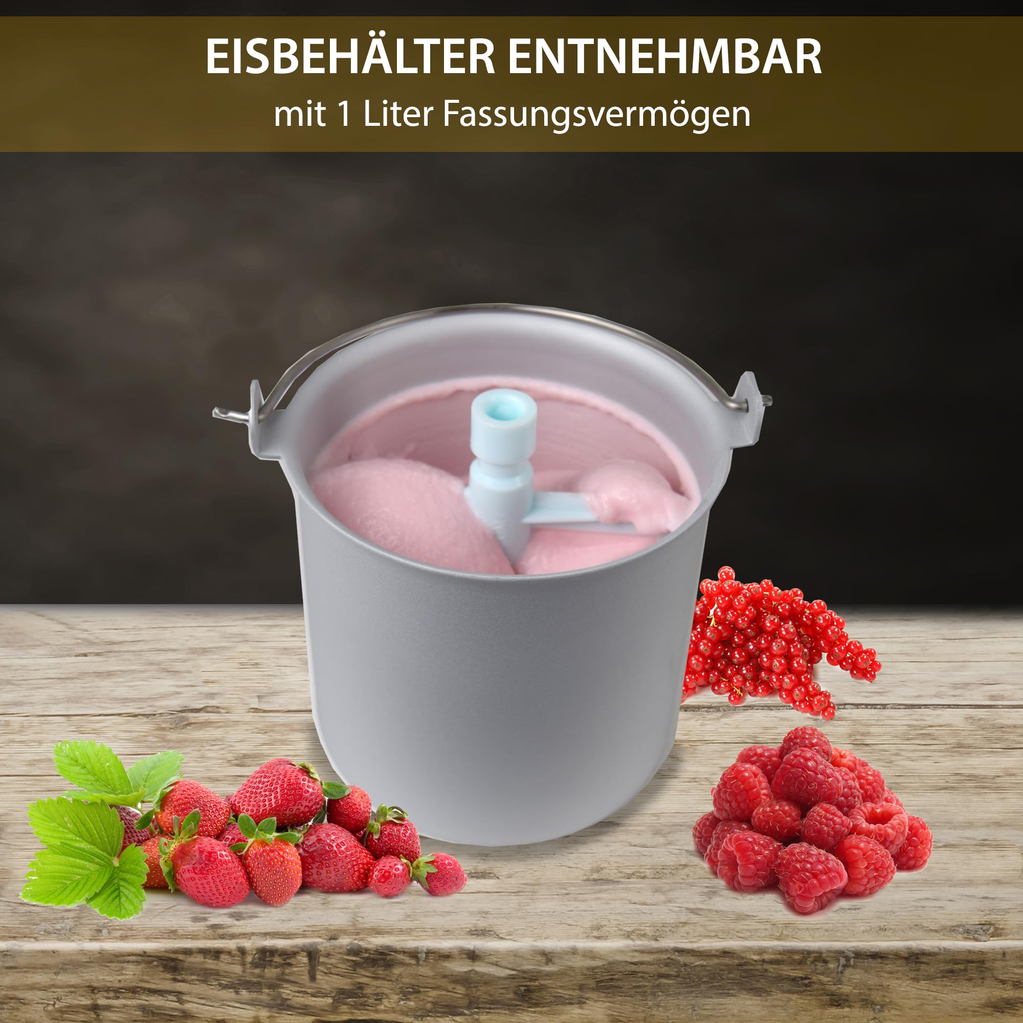 Gino Gelati Eismaschine mit Kompressor Zentoria Eiscreme Maschine Eisbereiter, 1 Liter Kapazität. 180 Watt, Edelstahl, Silbernes Design, leichte Reinigung