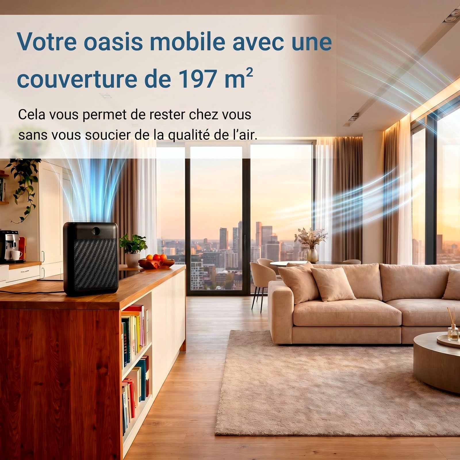 Slevoo Purificateur D'air Pour Grande Pièce À La Maison, Filtre HEPA Véritable H13 Et 3 Préfiltres Pour Chambre, Bureau, Salon, Couvre Jusqu'à 1991,3 Pi², CADR 326 M³/h, Noir Foncé