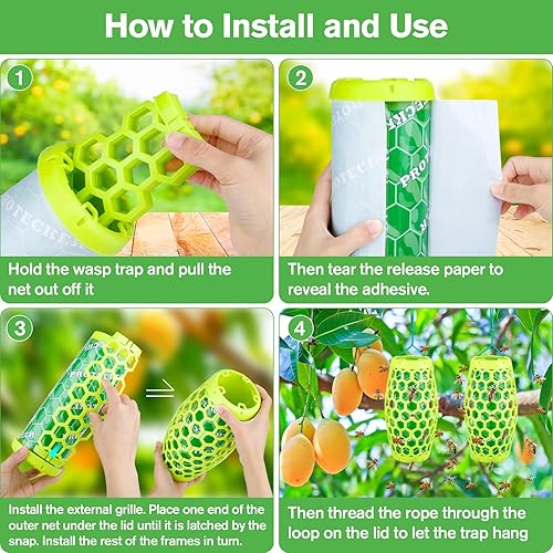 Miniatura 5 de Trampa para avispas para colgar al aire libre, trampas para abejas carpinteras, disuasorias de avispas, atrapa insectos para exteriores, no tóxicas,