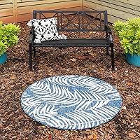 Vista 27 de Unique Loom - Tapete de la colección Outdoor Botanical, diseño de palmera (6.1 pies x 9 pies, rectangular, color azul/azul marino)