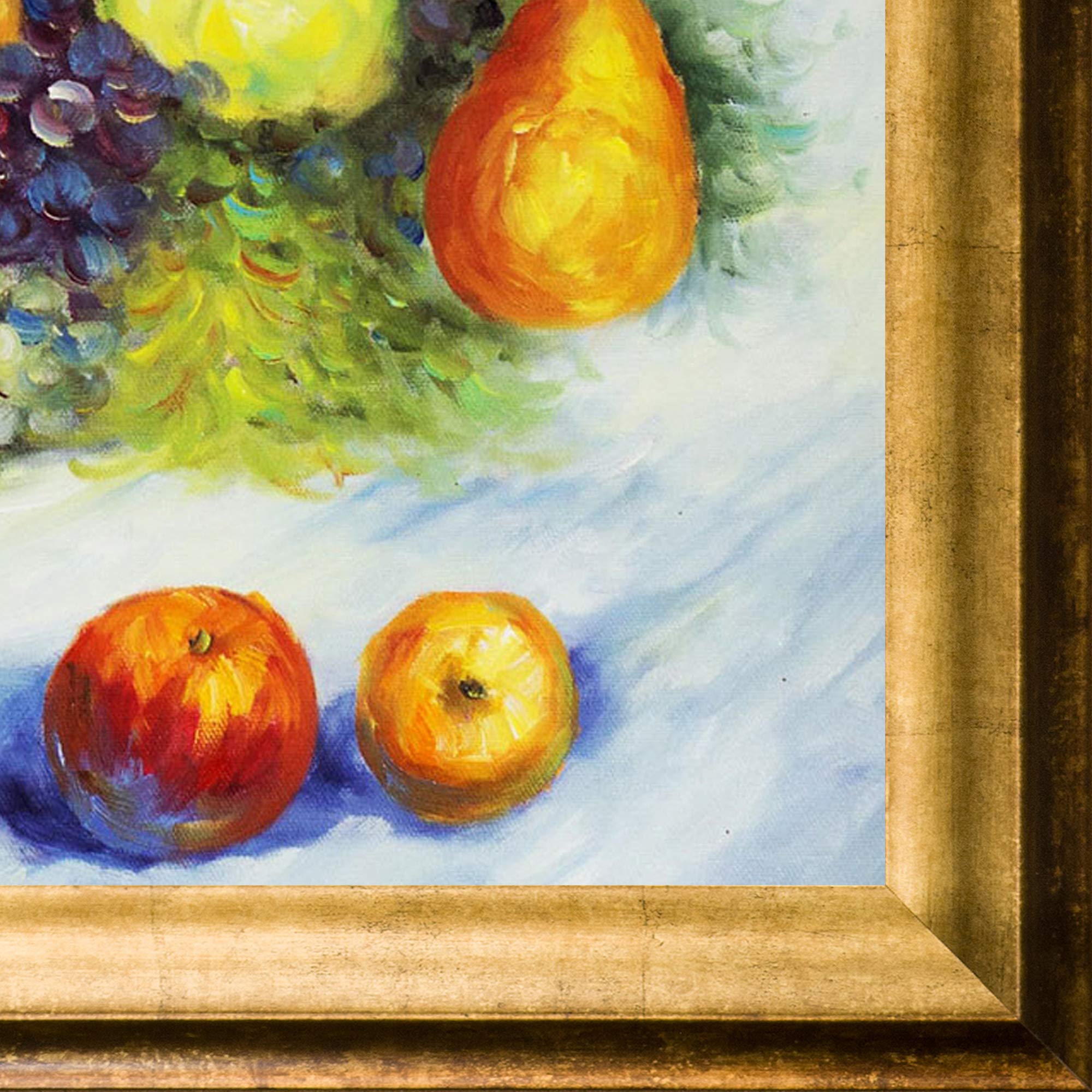 overstockArt Monet Pears and Grapes with Athenian Gold Frame Oil Painting, Antique Finish