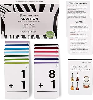 Think Tank Scholar Addition Flash Cards - 150 Facts 1-12 - Award Winning Math Flashcards for Toddlers 2-4 - Kids Ages 4-8 in Kindergarten, 1st, 2nd, 3rd Grade & Homeschool - Teaching Methods & Games