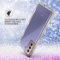 Vista 2 de KIOMY Funda transparente a prueba de golpes para Samsung Galaxy S21 5G con 2 paquetes de protectores de pantalla de vidrio templado, 3 capas en 1