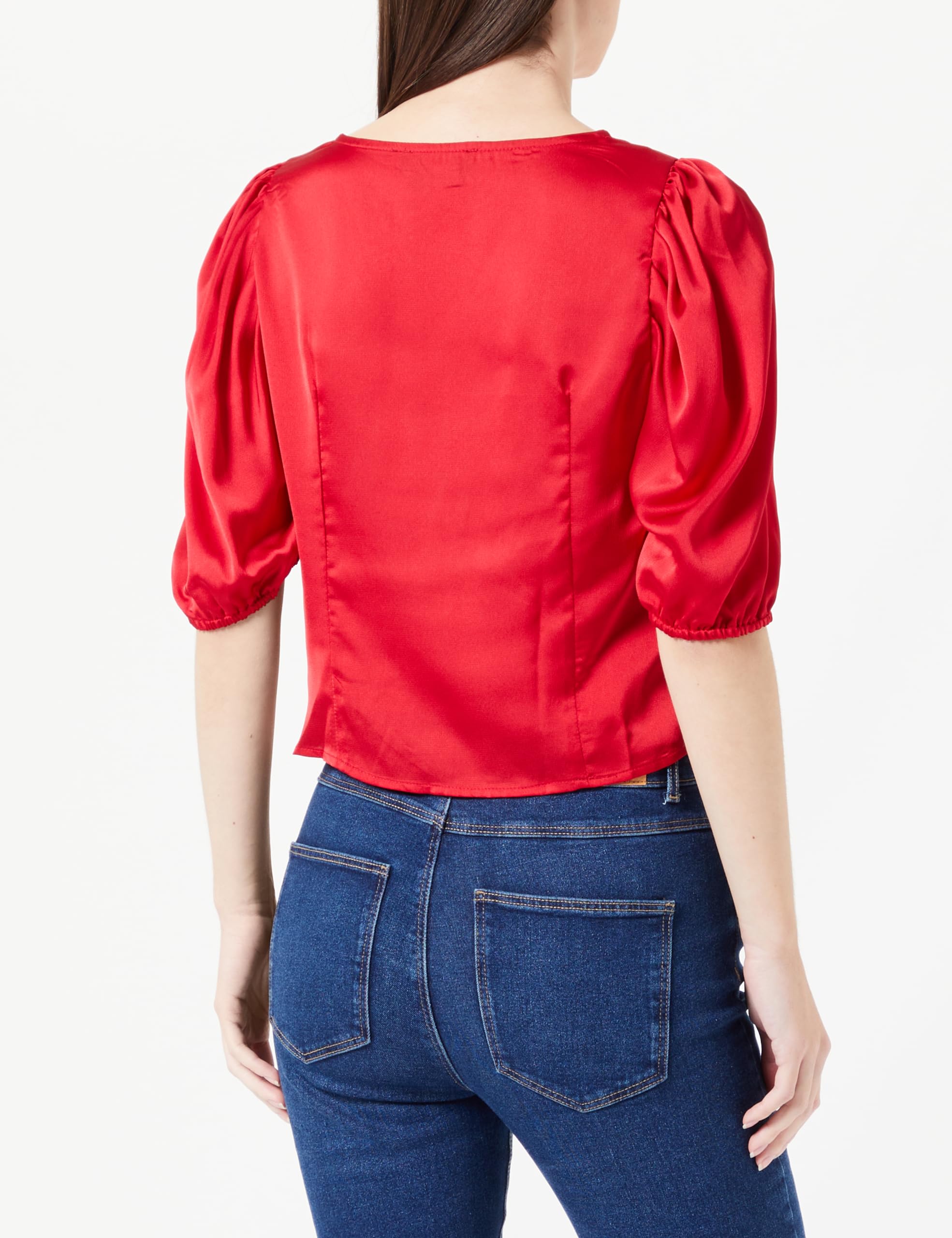 NAEMI Drapiertes Top, Colore: Rosso, M Donna