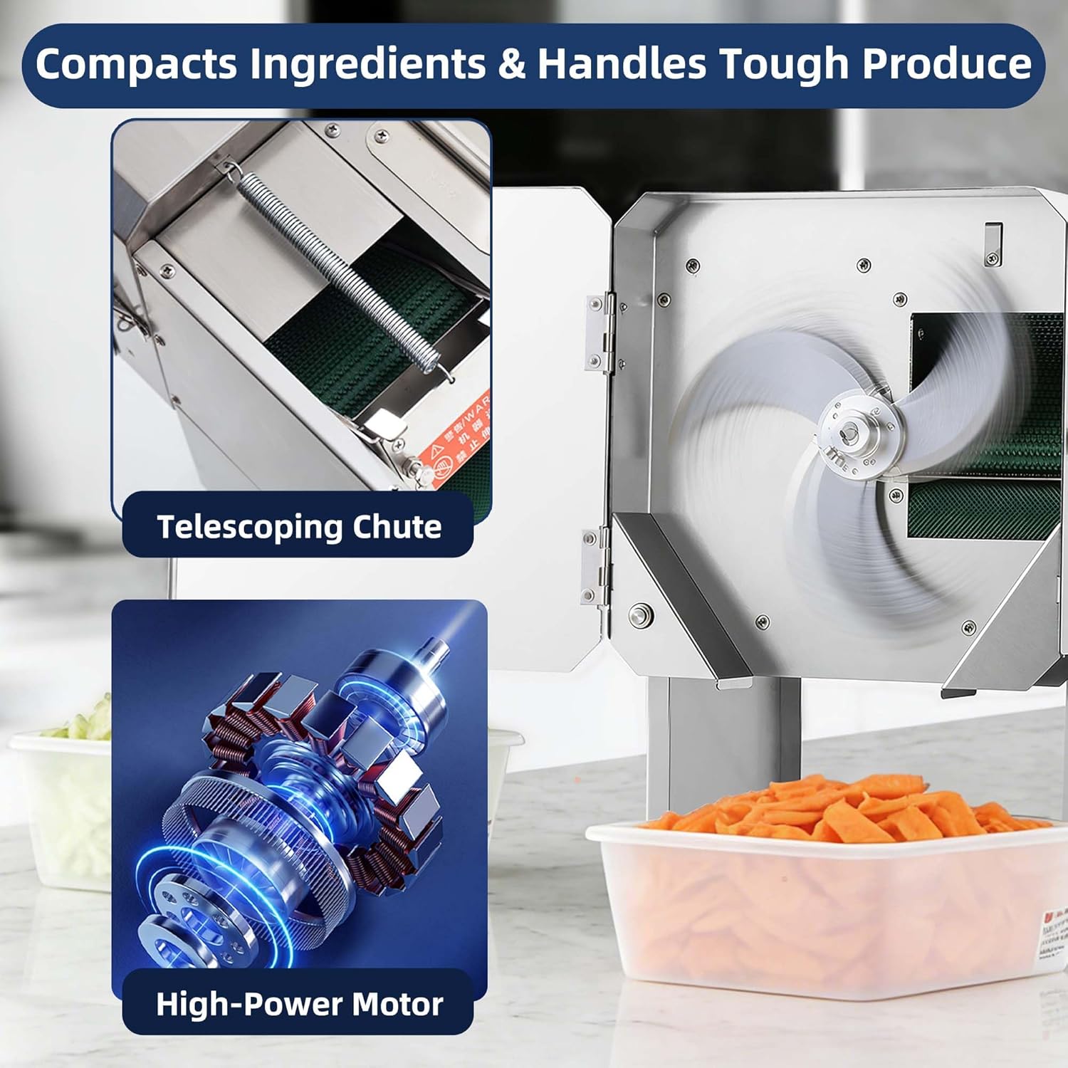 Electric Vegetable Chopper & Slicer, Multi-Functional Vegetable Processor Slices, Shreds, Sections, Easy Clean Automatic Shredder for Commercial & Home Kitchen, Salad, Meal Prep