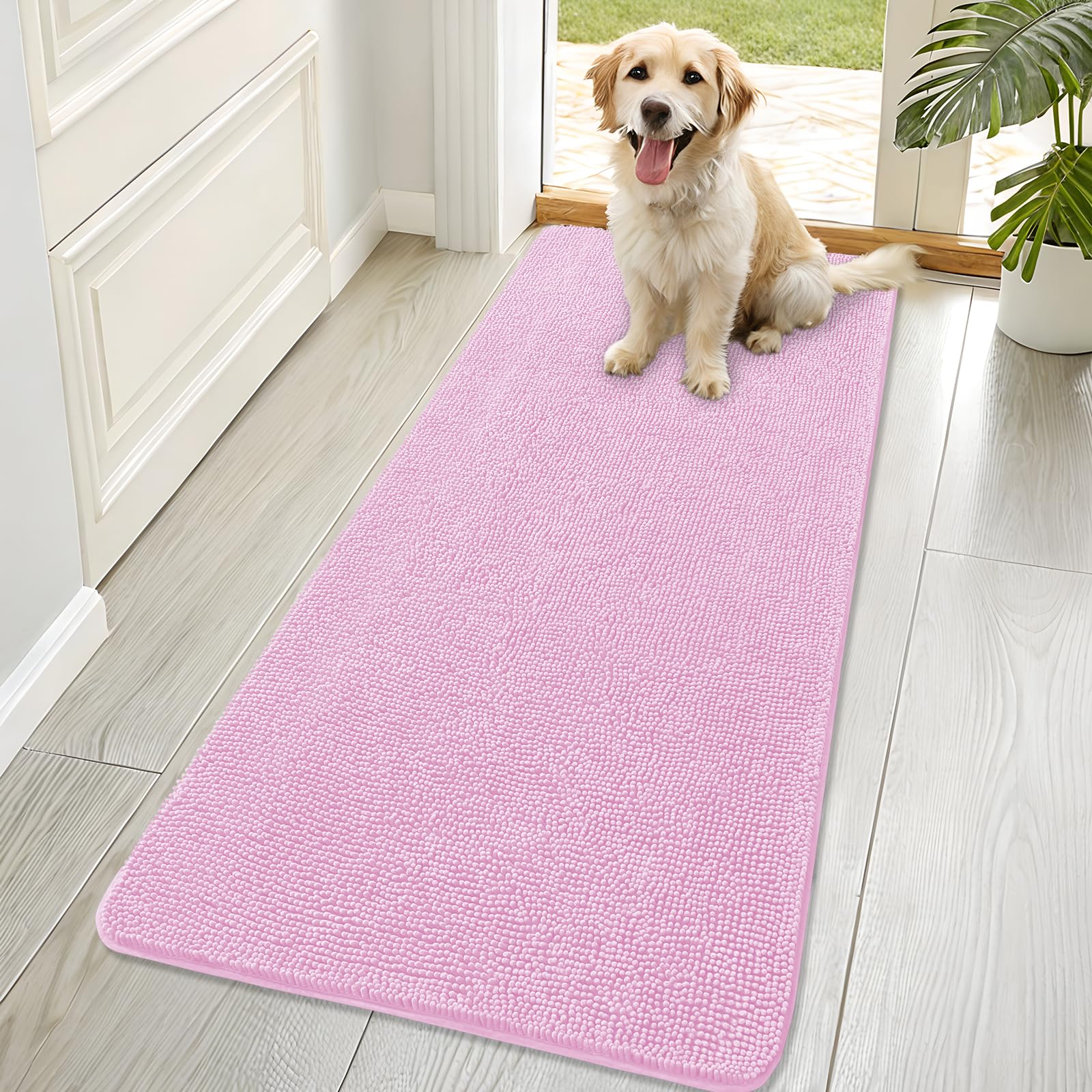 OLANLY Dog Door Mat for Muddy Paws 70x32, Super Absorbent Chenille Mud Mat