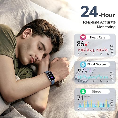 Miniatura 3 de Health Fitness Tracker 2024 con frecuencia cardíaca 247, oxígeno en sangre, presión arterial, rastreador de sueño, rastreador de actividad