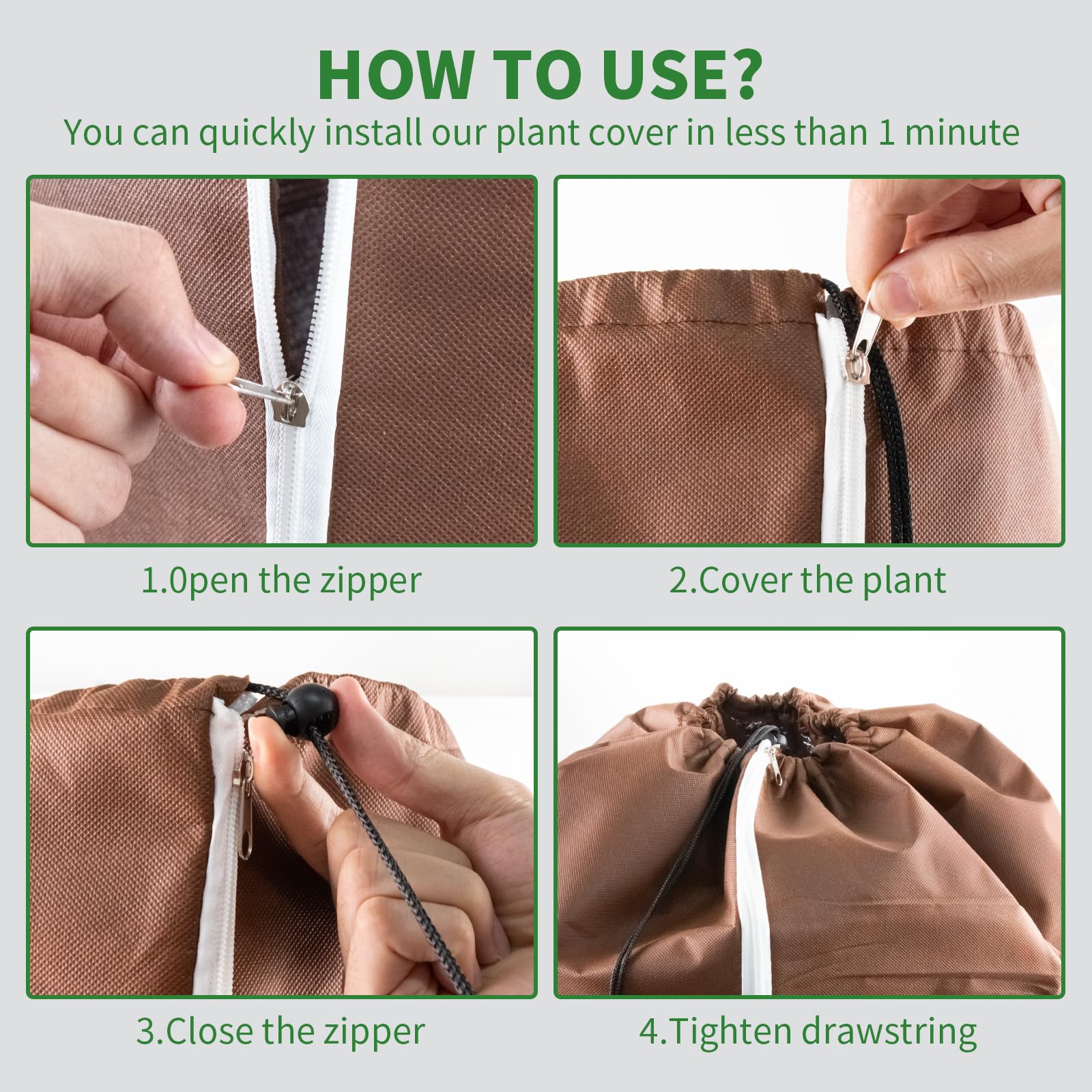 Wzzy Gurden Sacchetti antigelo per Piante in Vaso, Protezione per Piante, Protezione Invernale per Piante, 60 x 90 cm, 70 g/m², Poliestere (2 Pezzi)