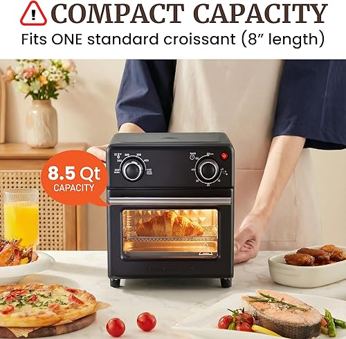 Miniatura 5 de Elite Gourmet EAF0851B - Horno freidora de aire de 8.5 cuartos de galón con controles de tiempo y temperatura, 800 vatios, incluye recetas, color