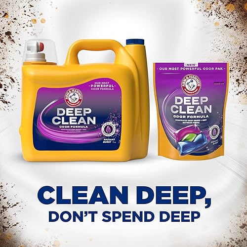 Miniatura 4 de ARM & HAMMER Deep Clean - Detergente líquido para ropa con fórmula de olor, removedor de olores de lavandería, aroma radiante, 150 onzas líquidas,