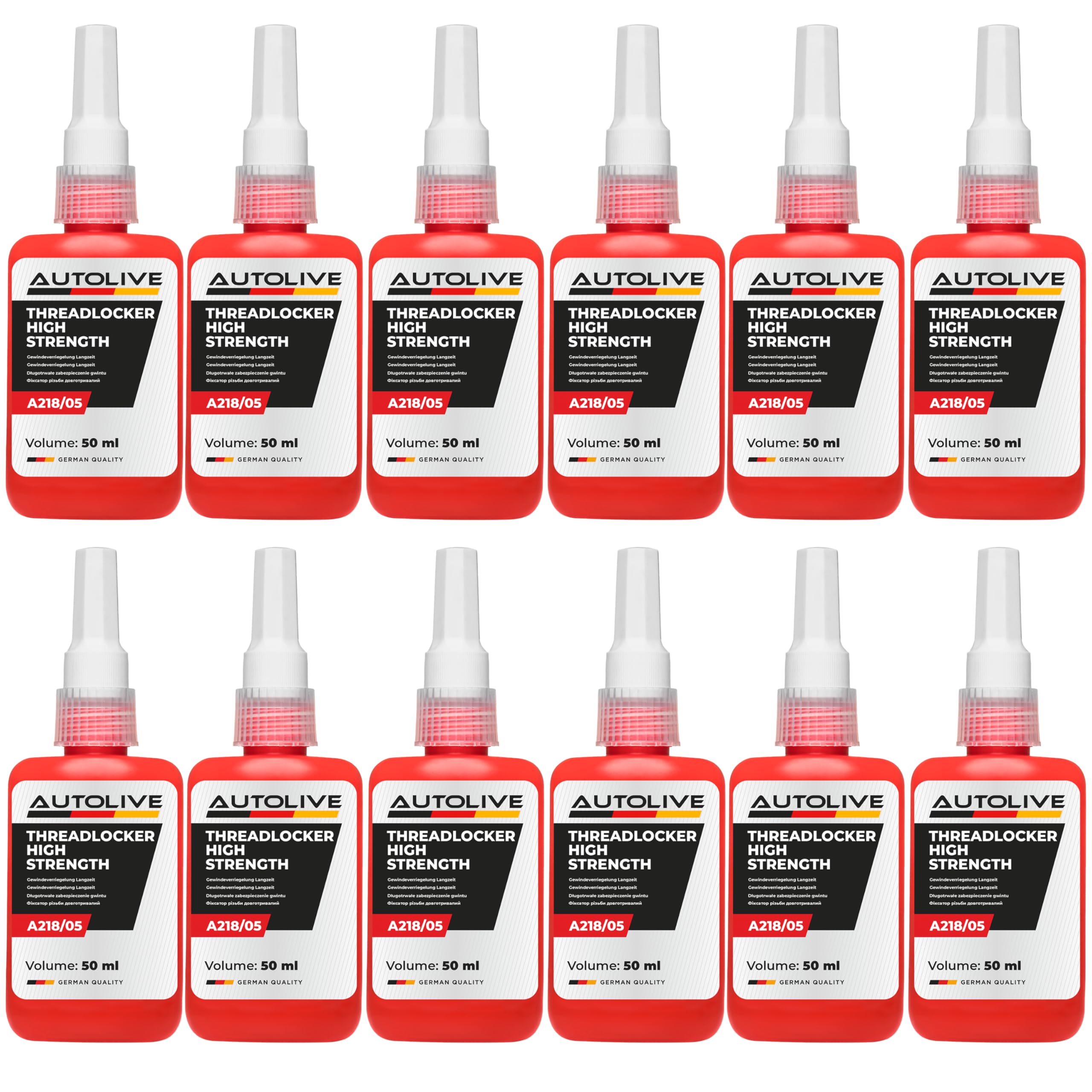 Fijador de Tornillos Tuercas Roscas Fuerte Resistencia - Sellador Roscas hasta 20mm - Rango -50°C a +150°C - Pack de 12 x 50 ml
