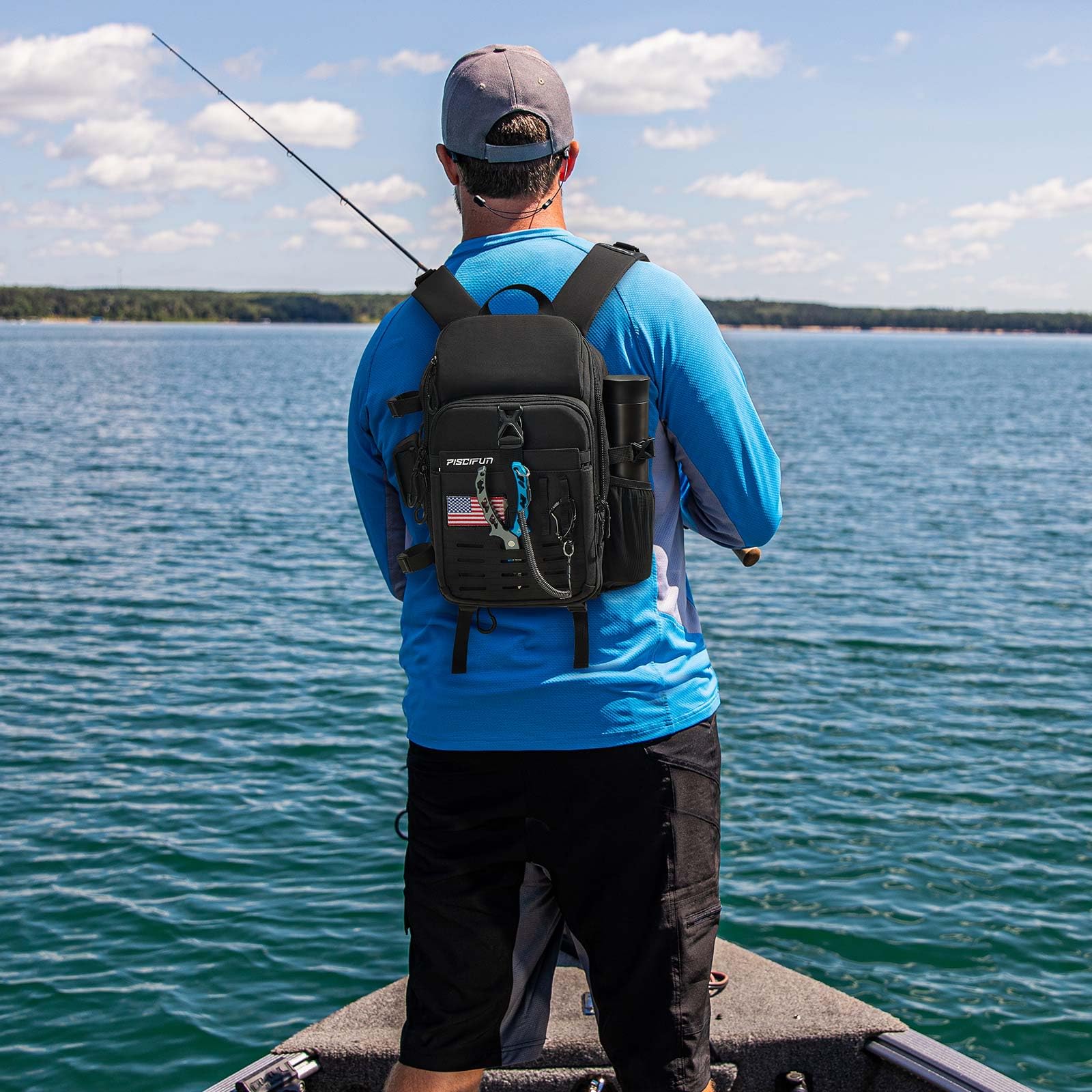 Piscifun Fishing Tackle Backpack with Rod & Gear Holder, Lightweight Fishing Tackle Storage Bag with Protective Rain Cover
