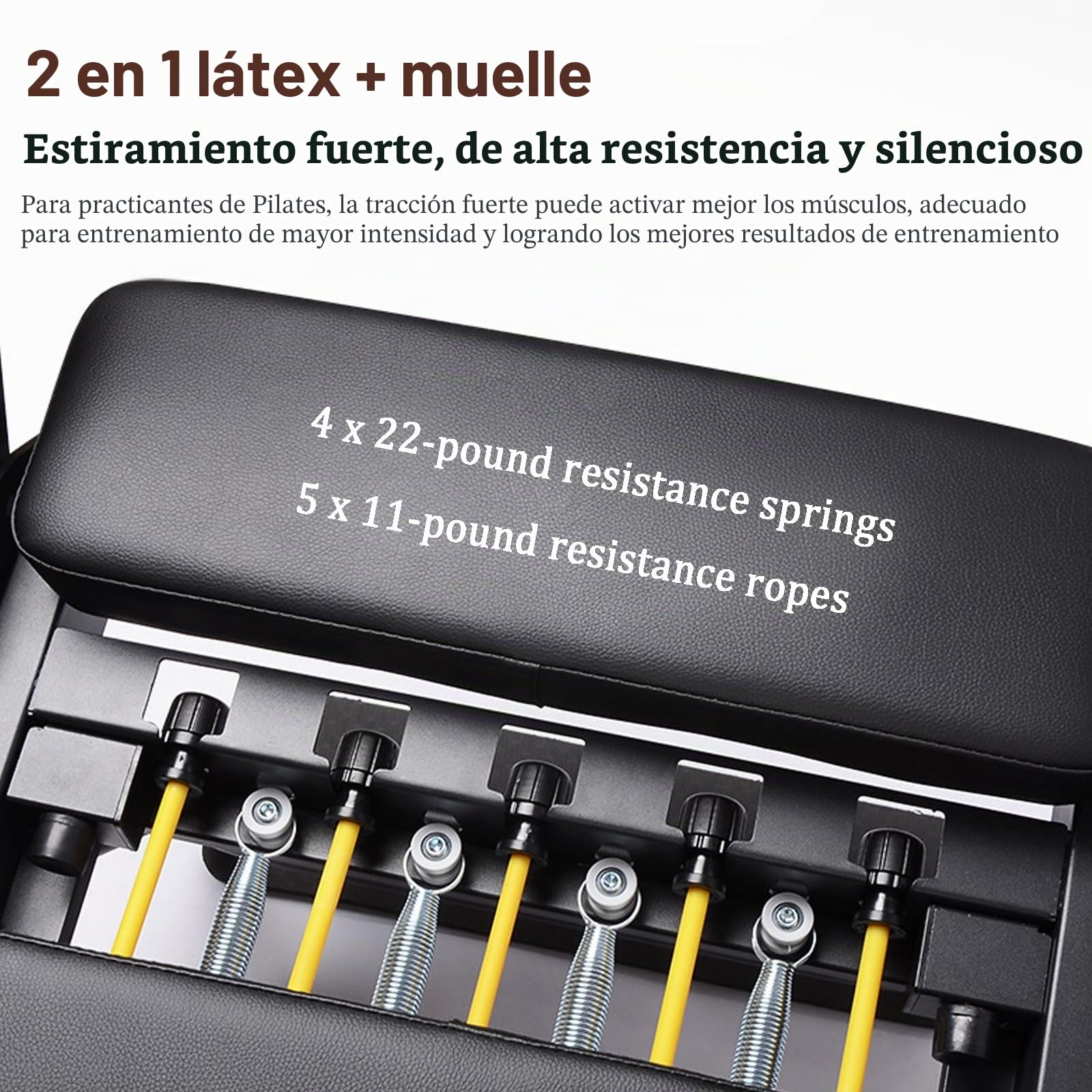 Pilates Reformer con 4 Muelles y 5 Cuerdas, Plegable Maquina Pilates Reformer para Recuperación Muscular y Uso Diario,B