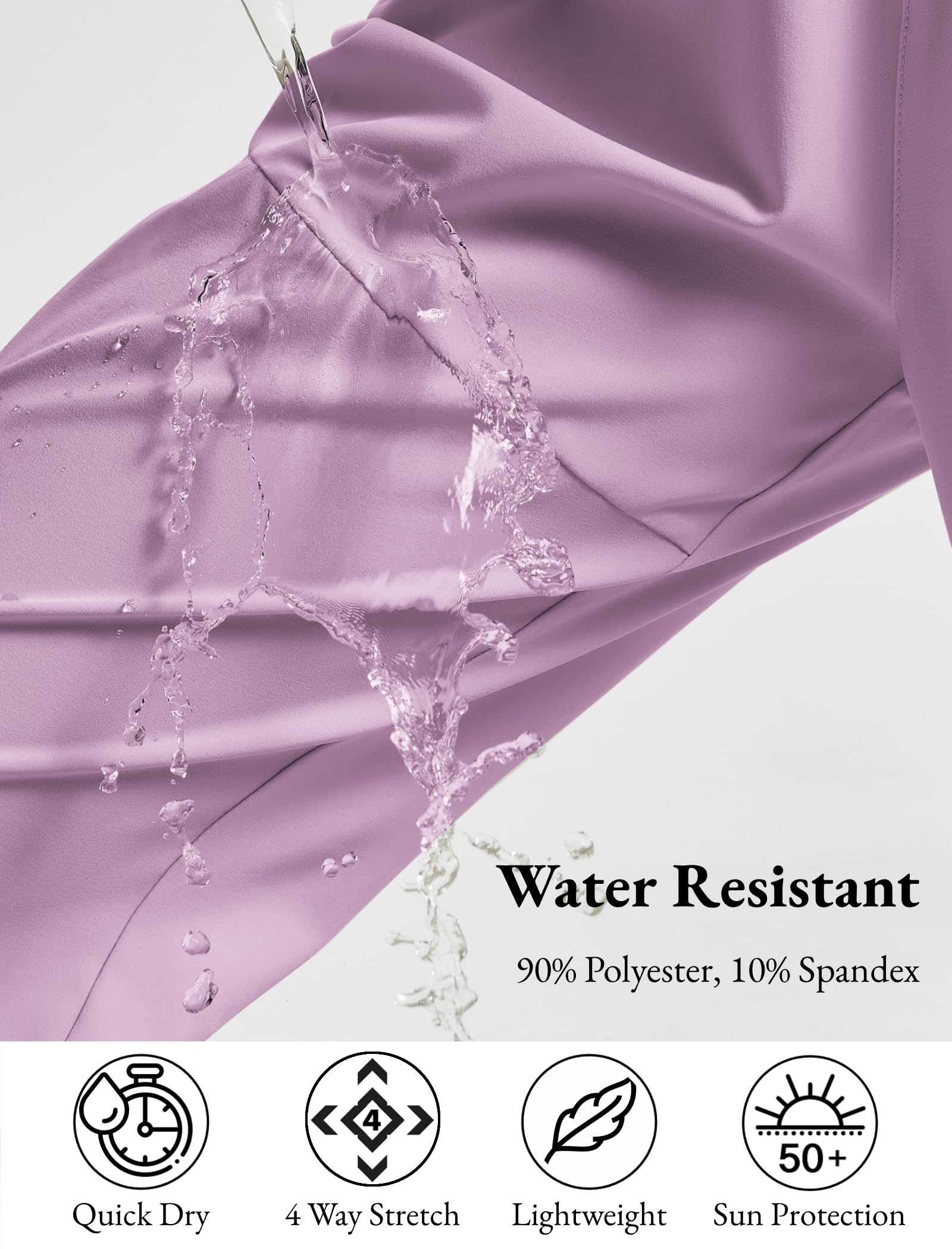 EXARUS Girls Hiking Pants Joggers Kids Quick Dry Waterproof Cargo Athletic High Waisted Lightweight Zip Pockets Purple 10Y