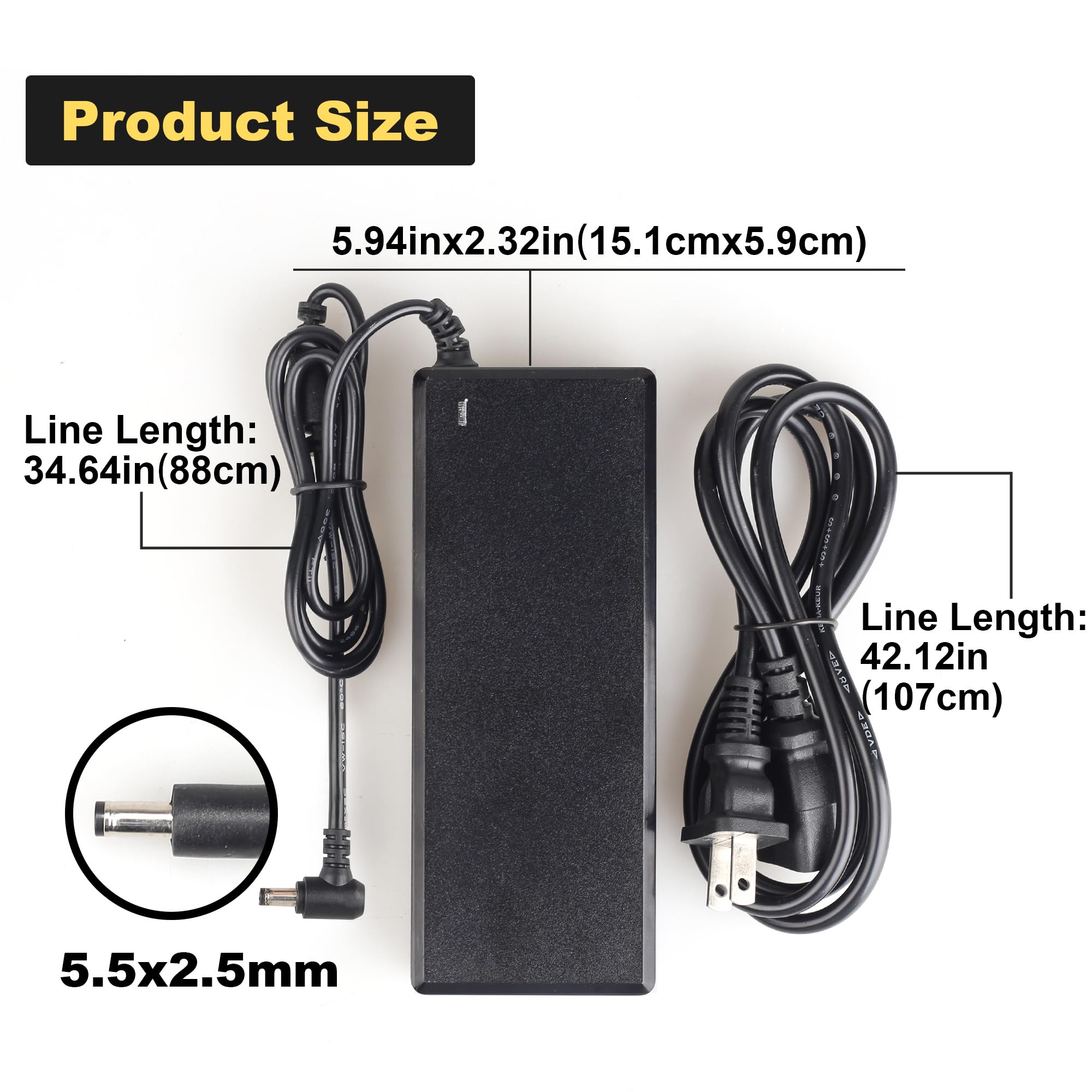 Amazon.com: 19V Power Supply 100V~240V AC Input and 5.5mmx 2.5mm