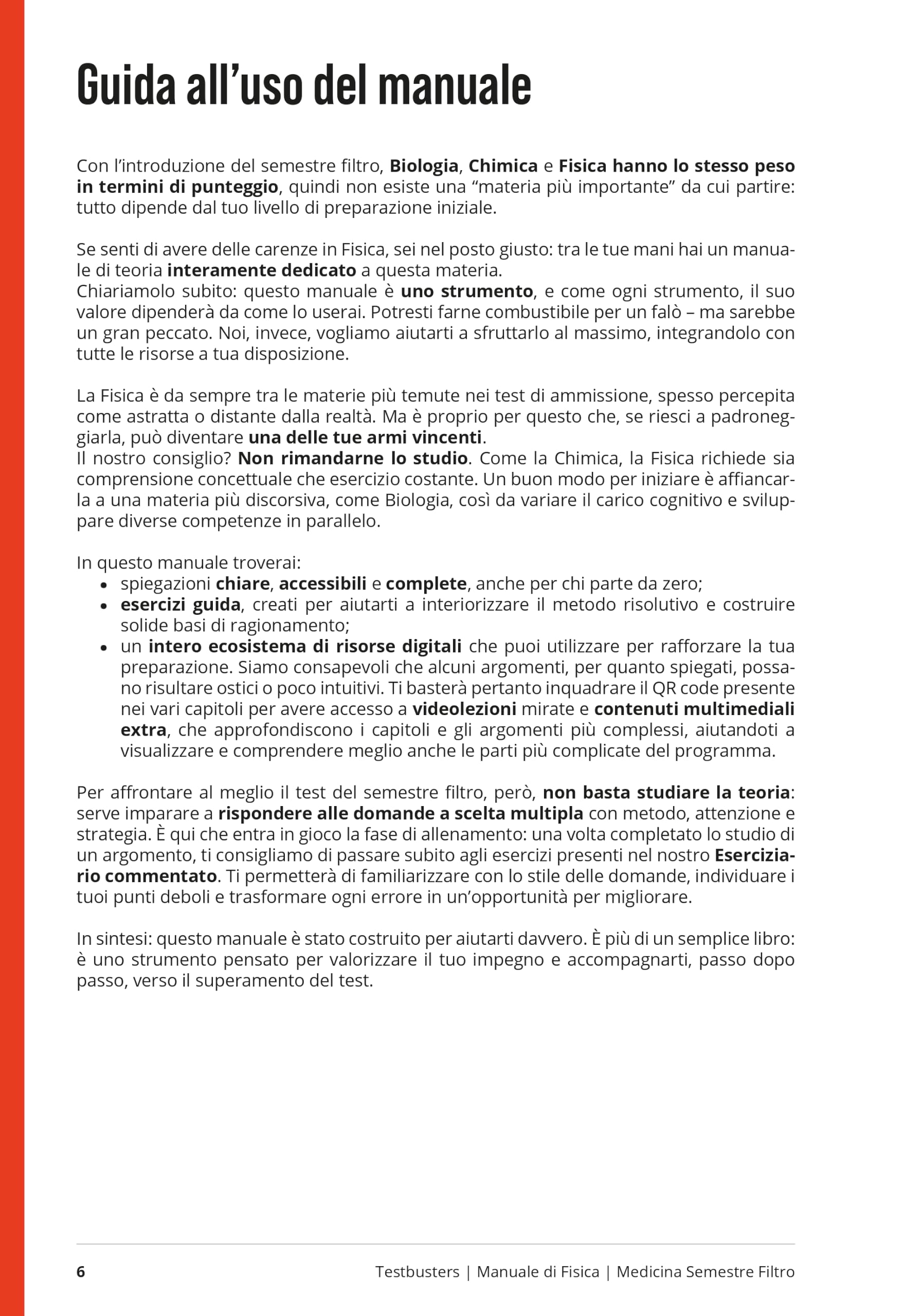 Testbusters. Manuale di fisica. Semestre filtro 2026/2027