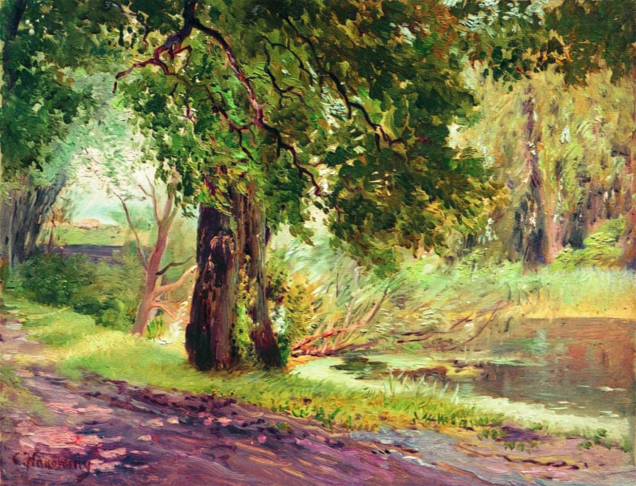 SERENDIPITP Vintage Picture Print on Canvas Wall Art Poster Under the Green Branches by Konstantin Yegorovich Makovsky Artwork Print Poster for Wall Decor 60x90cm