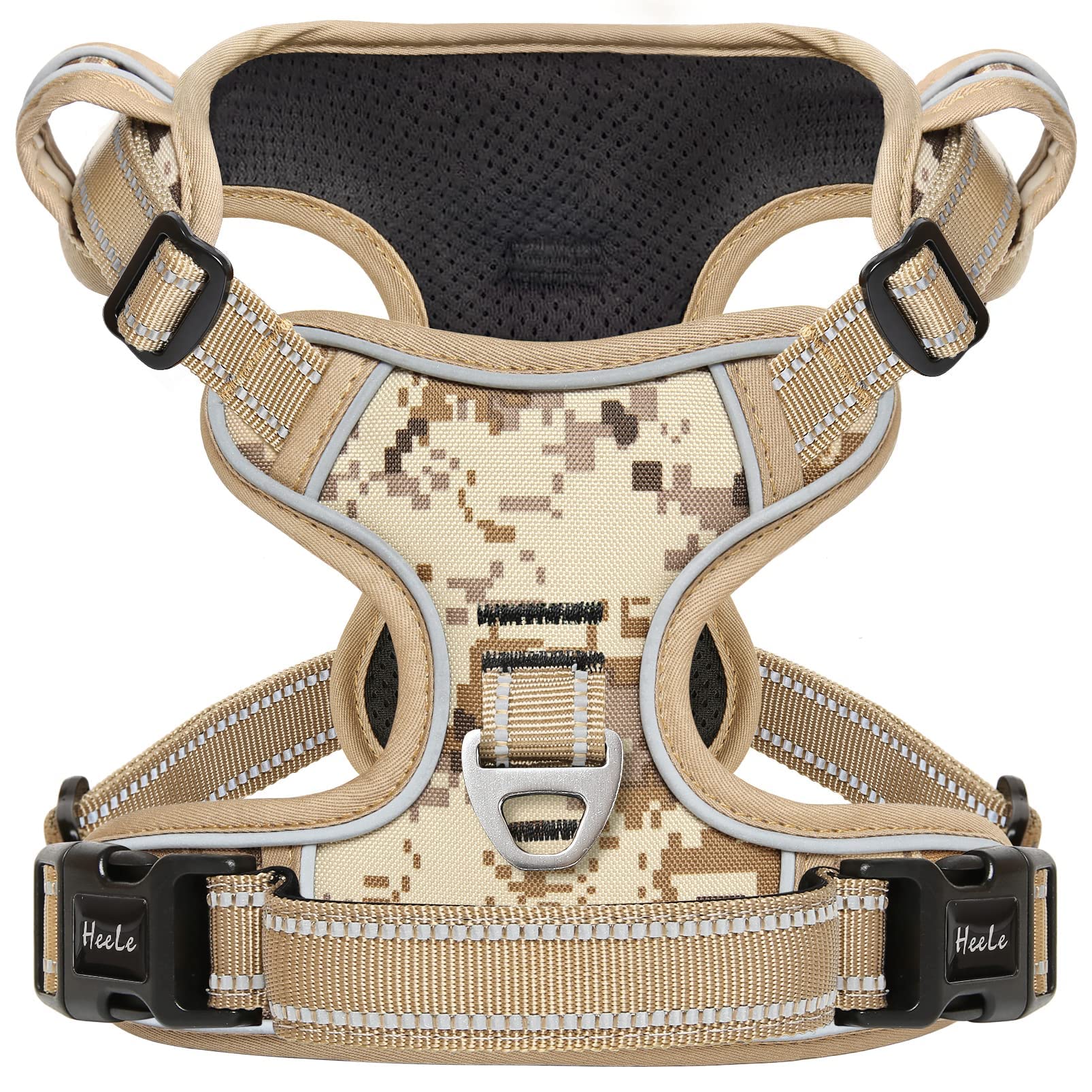 HEELE Arnés antitirones para Perro, Chaleco Transpirable Ajustable, Duradero, Reflectante, fácil de Poner, arnés de Camuflaje para Perros pequeños, medianos y Grandes, Camuflaje Caqui, M — view 42