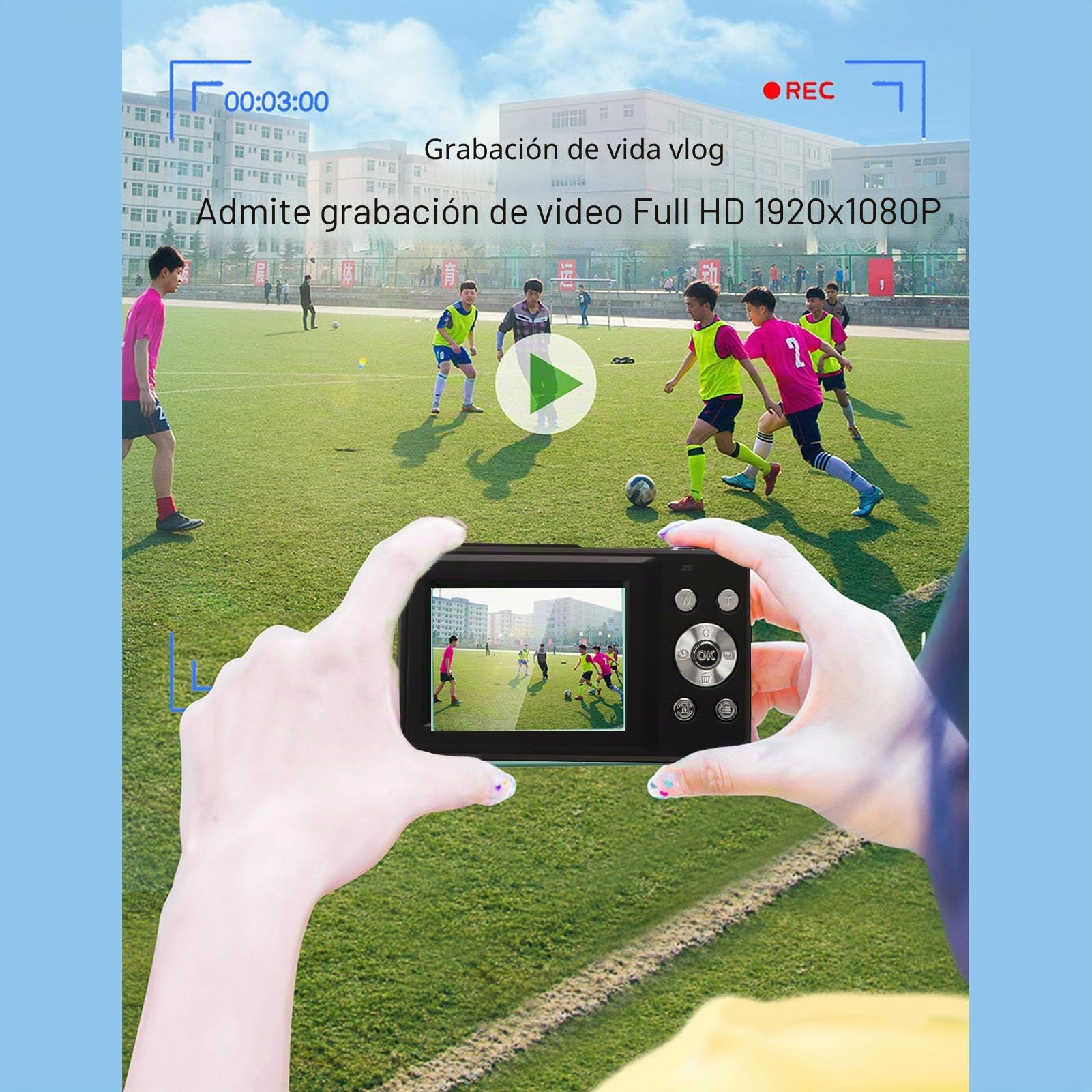 Cámara Digital de 44MP, 1080P HD 16X Zoom Digital Cámara de Vlogging con Enfoque Automático Cámara Digital de Bolsillo, Cámara de Video Inteligente HD para Fotografía Viajes