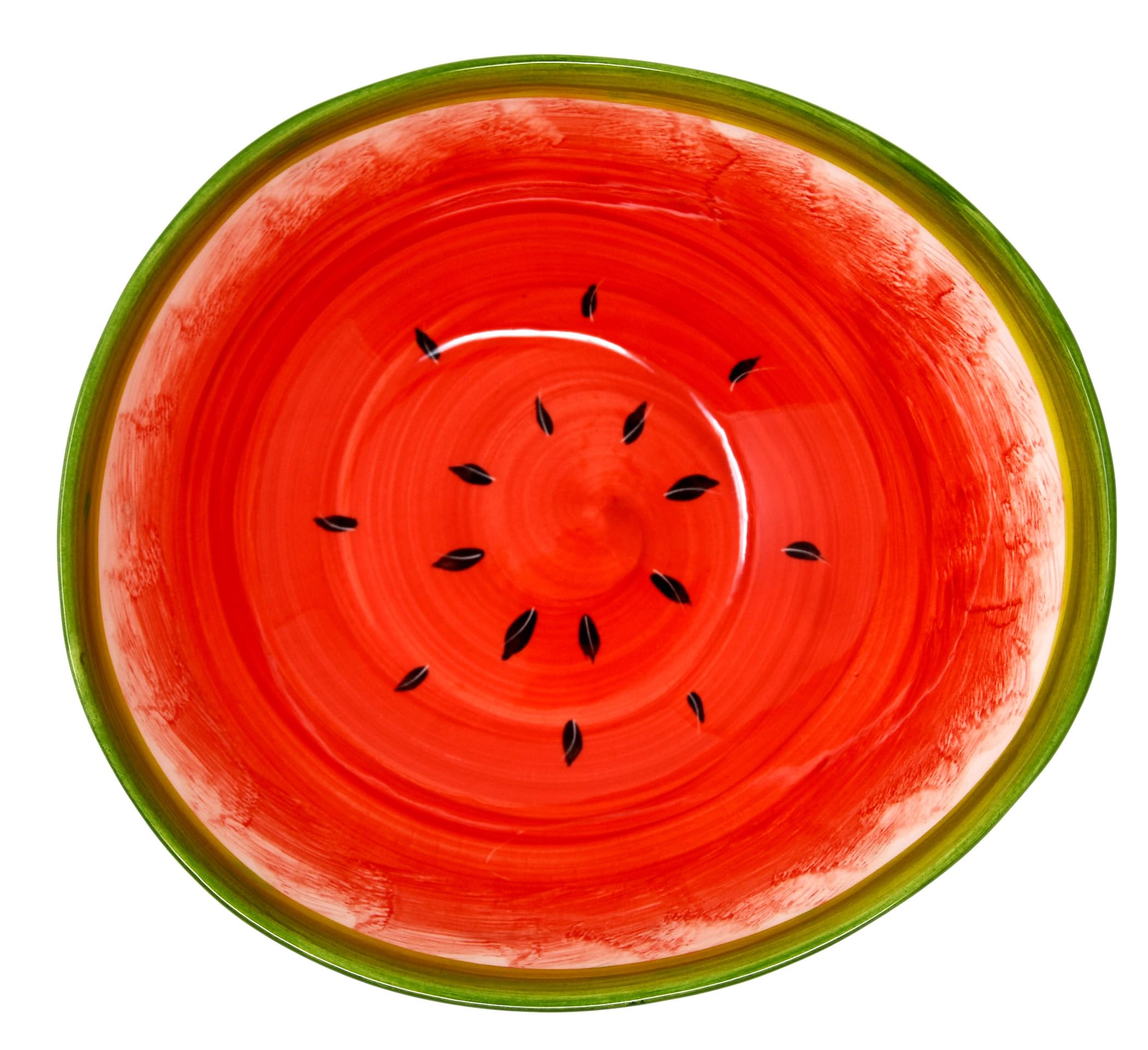 Lashuma Handgemachte Obstschale Melone, Servierschale aus Italienischer Keramik in Melonenoptik, Runde Salatschüssel 24 cm