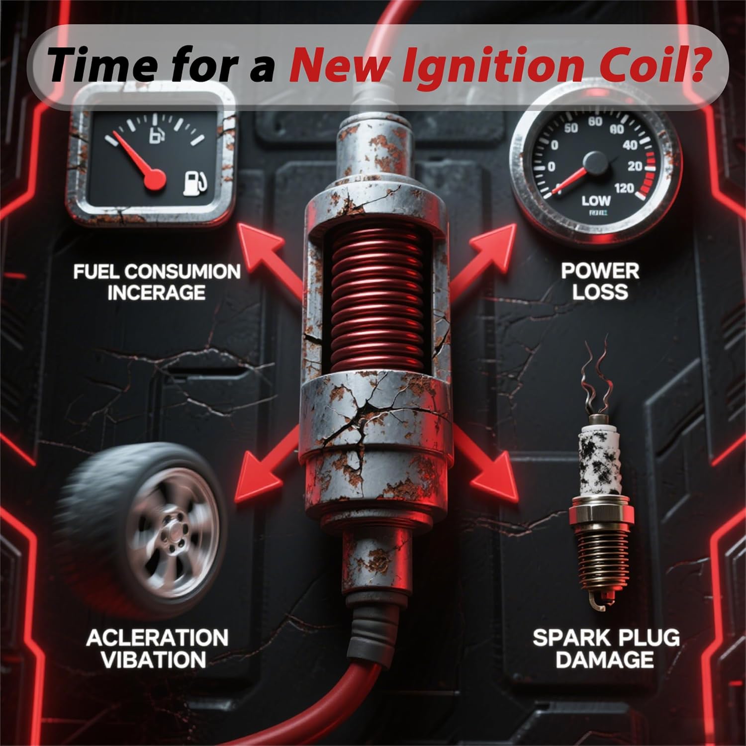 6 Pcs Ignition Coils with Spark Plugs - Compatible for Jaguar - Replaces C2Z18619, LR035548, UF730 & LR050998 Compatible with F-Pace, F-Type, Range Rover, Defender (2013-2023 Models)