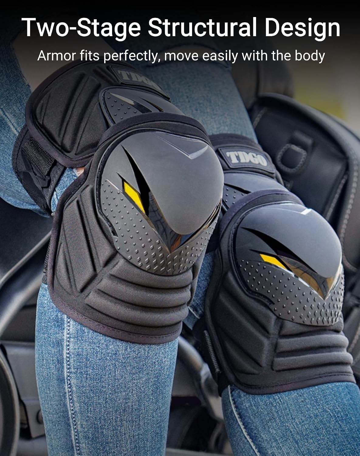 1 Pair Motorcycle Knee Shin Guard Pads Black Adjustable Knee Cap Pads Protector Crashproof Knee Armor for Motocross Dirt Bike Racing Mountain Biking