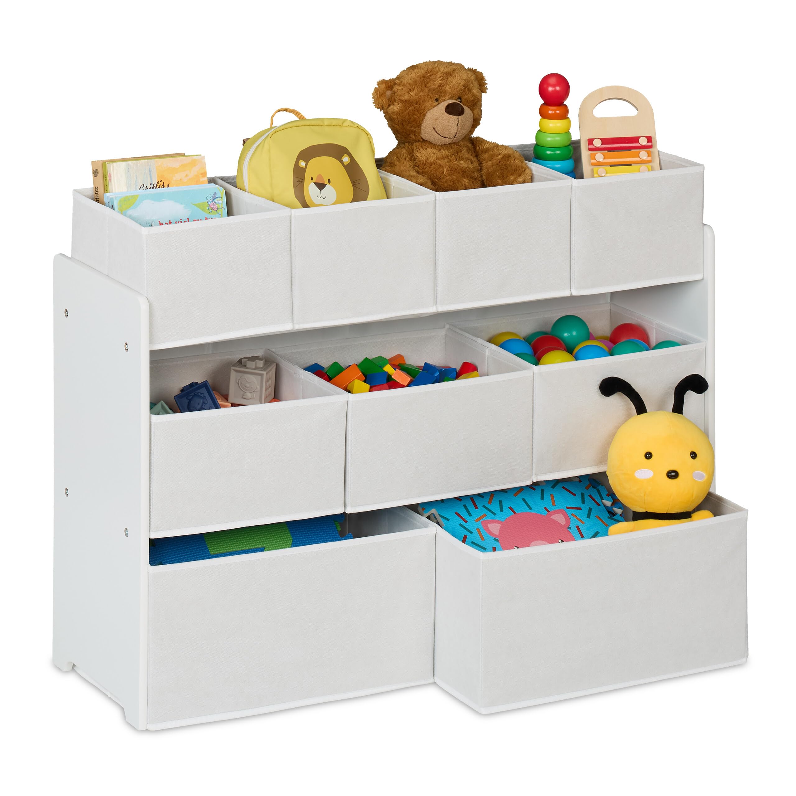 Relaxdays Rangement pour la Chambre de Votre Enfant, Unisexe, 9 Cases Pratiques, H x L x P : 60 x 92 x 30 cm, Blanc