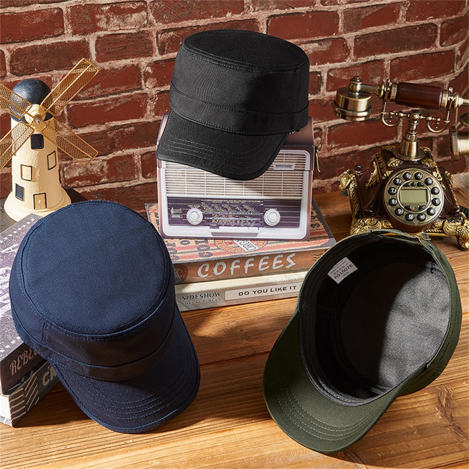 Berretto Militare da Cadetto Cappello da Baseball con Berretto Piatto e Lingua D'Anatra per Abbigliamento da Esterno