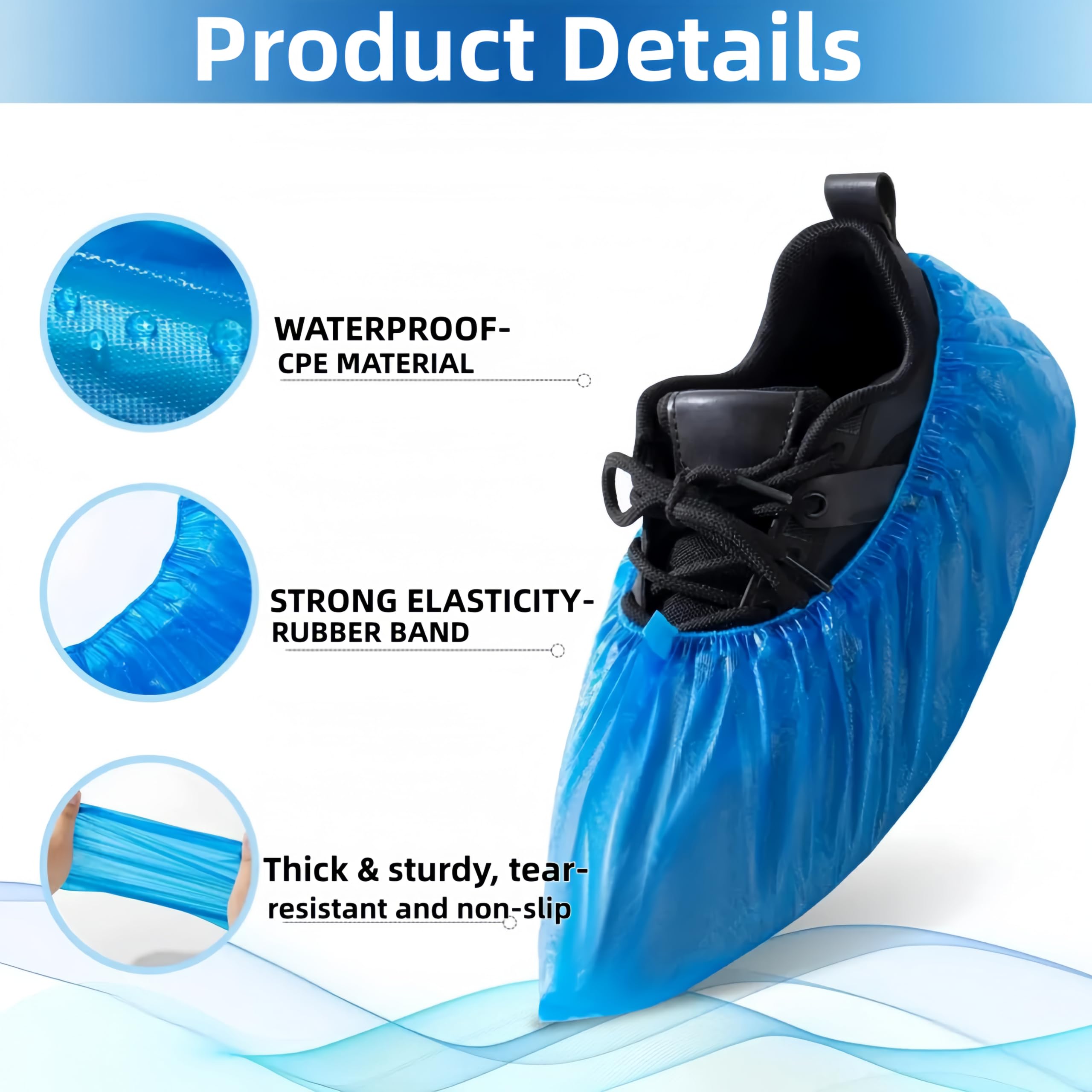 Copriscarpe usa e getta blu extra large 41 x 15 cm, 400 pezzi (200 paia)