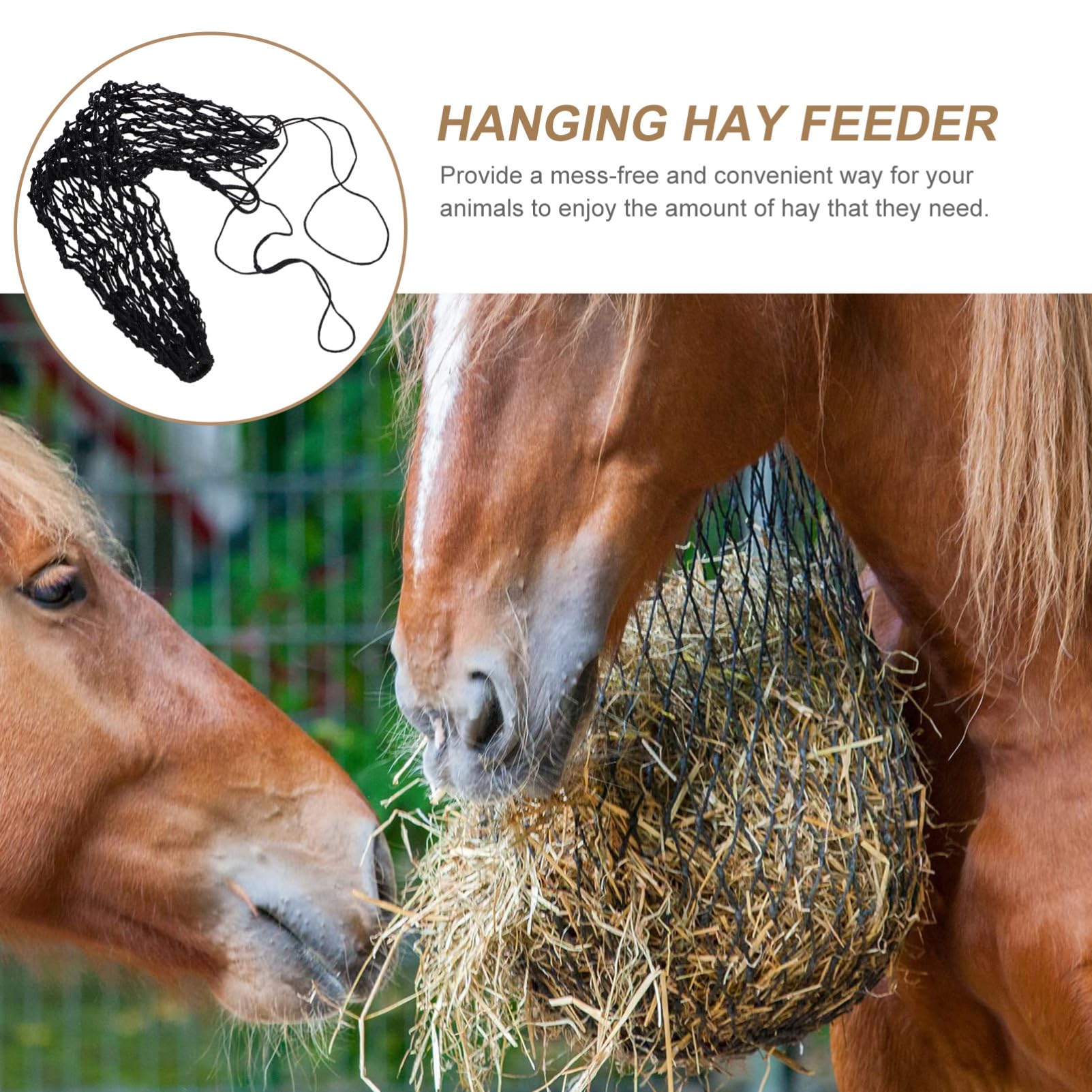 BESPORTBLE 5 Piezas Bolsas de heno comedero caballo colgante de red para alimentación de cabras juguete red de heno hámster cerdos bolsa multifunción contenedor de almacenamiento nylon Black