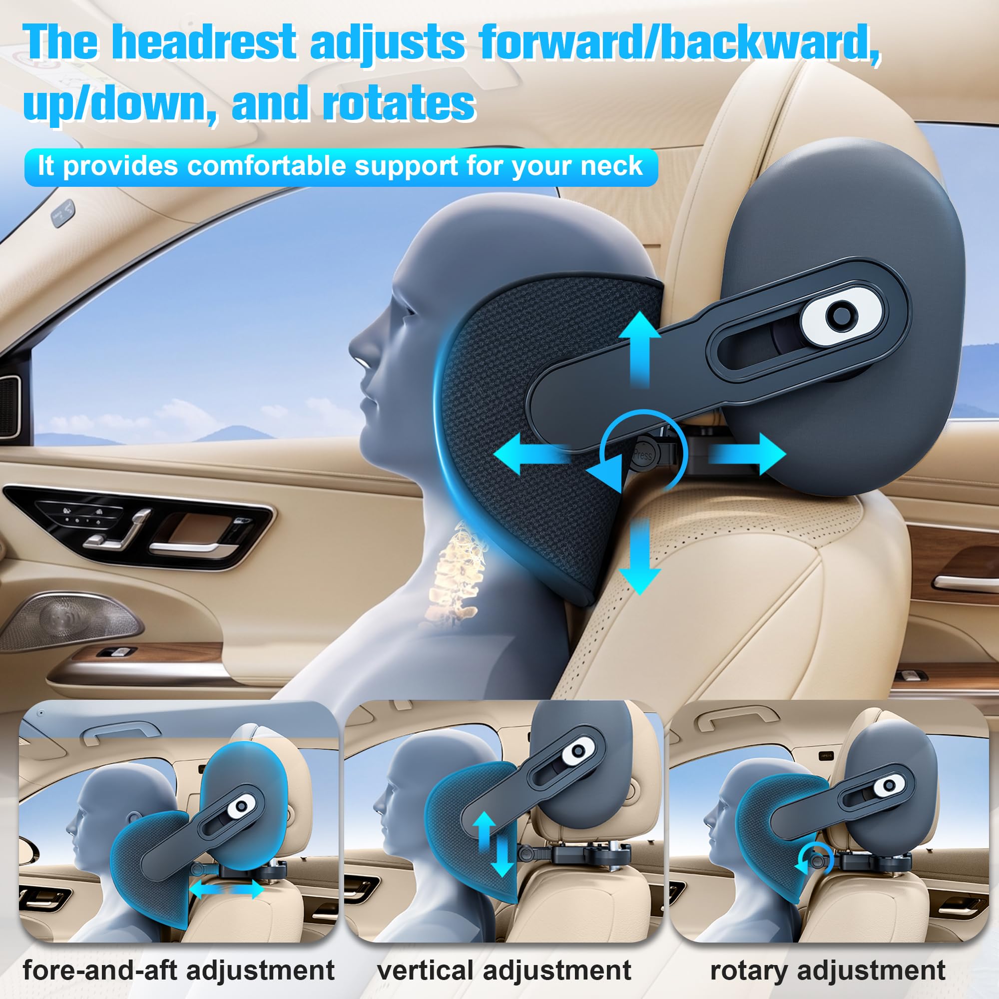 Poggiatesta auto bambini & Poggiatesta auto – 360° girevole, ergonomico, morbida schiuma memory – Supporto collo guida & protezione testa sonno – adulti/bambini – 2026 Nuovo
