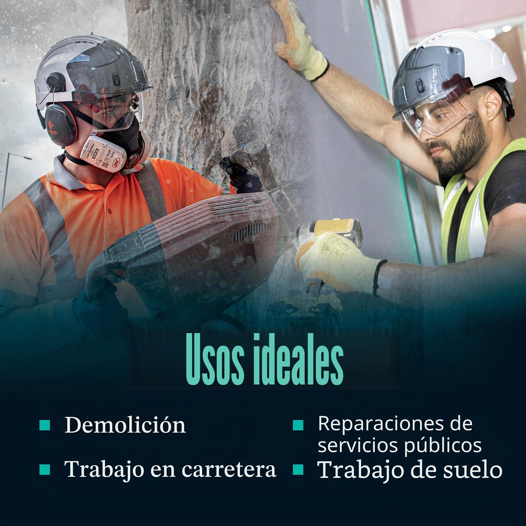 JSP EVO VISTALENS Casco de Seguridad con Protección Ocular Integrada Resistente a Impactos - Ventilado - Blanco/Ahumado - Carcasa ABS - para Demolición, Obras y Carreteras - EN 397