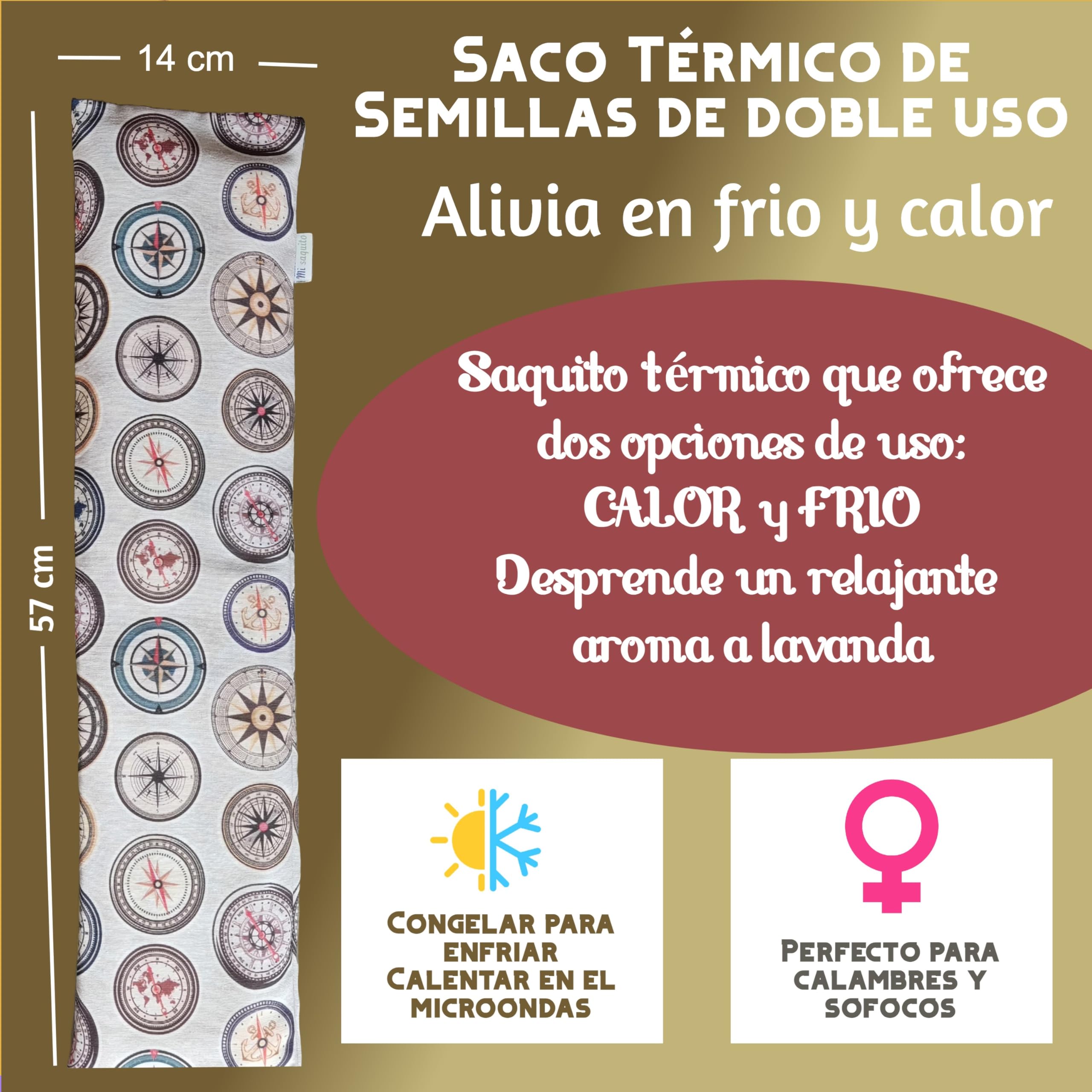 Saco Semillas Microondas 57x14 cm Con Funda Lavable - SSaquito Térmico Cervical con Lavanda–Bolsa Térmica de Calor y Frío–Saco Térmico para Cuello/Espalda-Almohadilla Térmica Dolor Menstrual