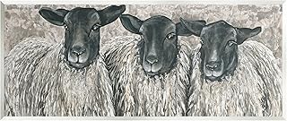 Stupell Industries Three Sheep Trio Rural Farm Animal Portrait Wood Wall Art, Design By Hollihocks Art