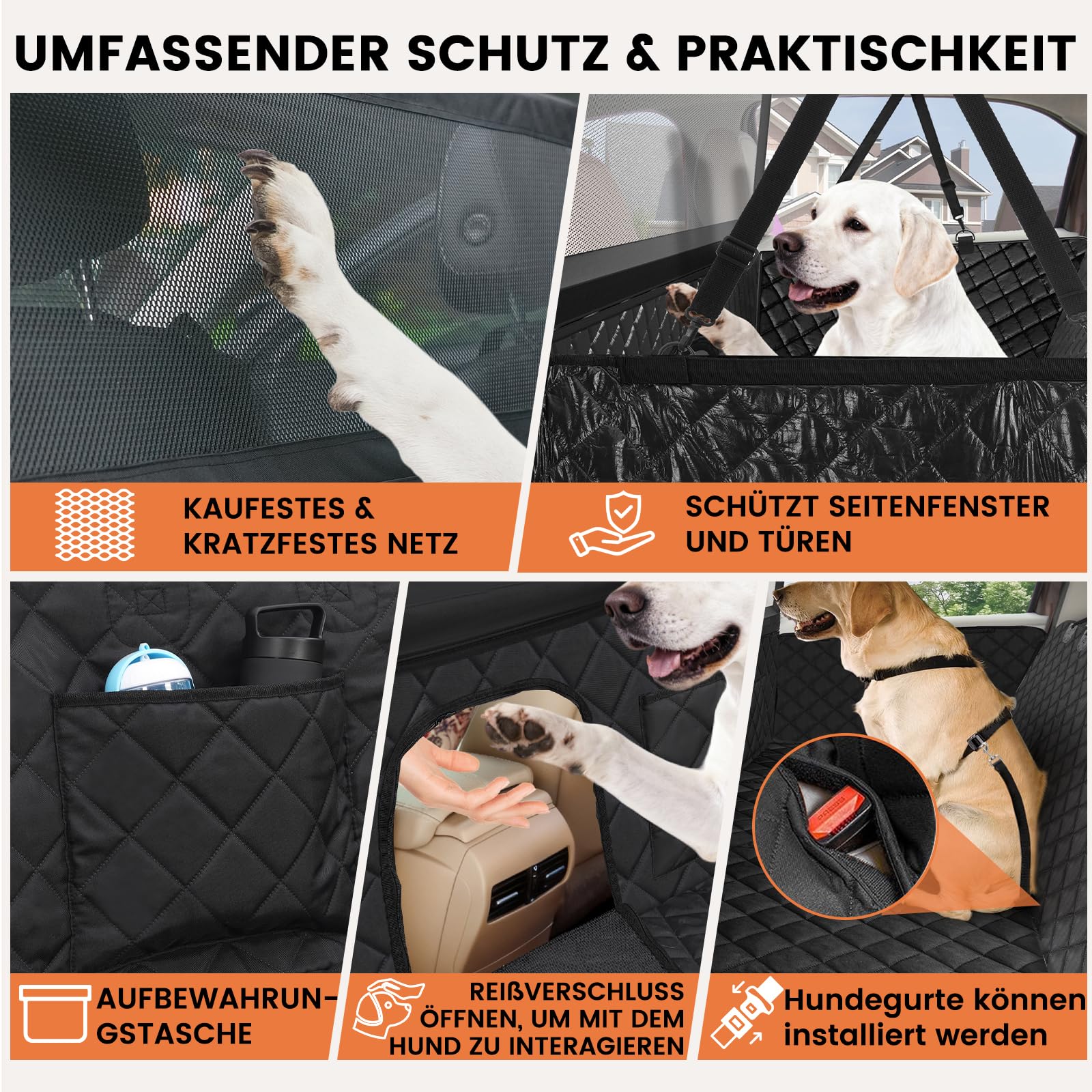 Snagle Paw Coperta per cani per sedile posteriore, 79 cm, alta copertura per sedili posteriori con rete a finestra, impermeabile e antiscivolo, portata 200 kg, coperta universale per SUV e camion