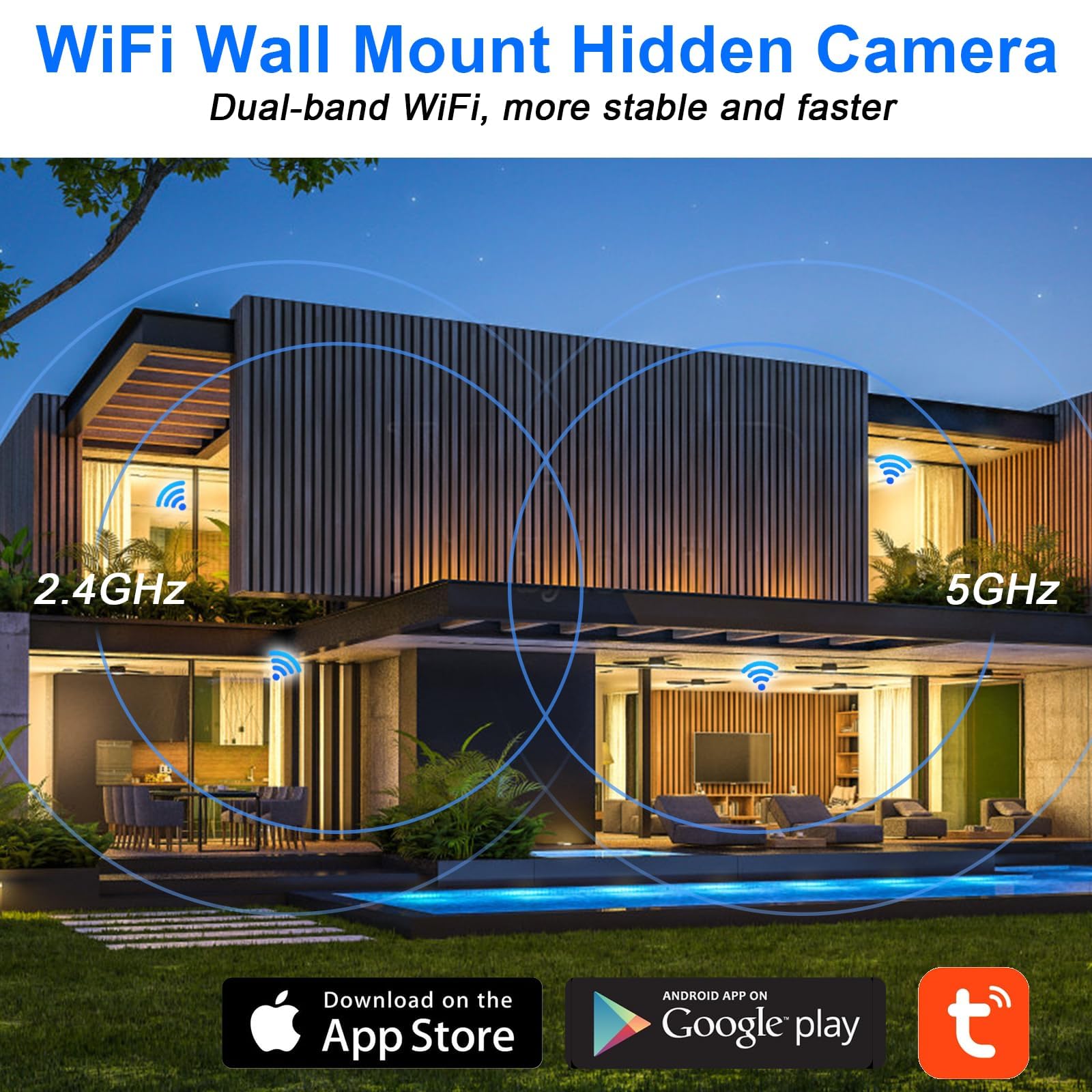 Cámara Espía WiFi 5G, Mini Camara Oculta Espia Inalambricas Detectora de Humo 1080P HD, Mini Cámaras Espias de Vigilancia Seguridad con Detector de Movimiento IR Visión Nocturna