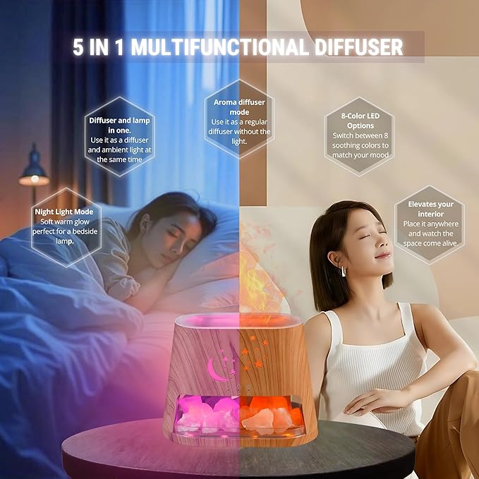 Difusor de Aceites Esenciales con Sal del Himalaya y Control Remoto miniatura 8